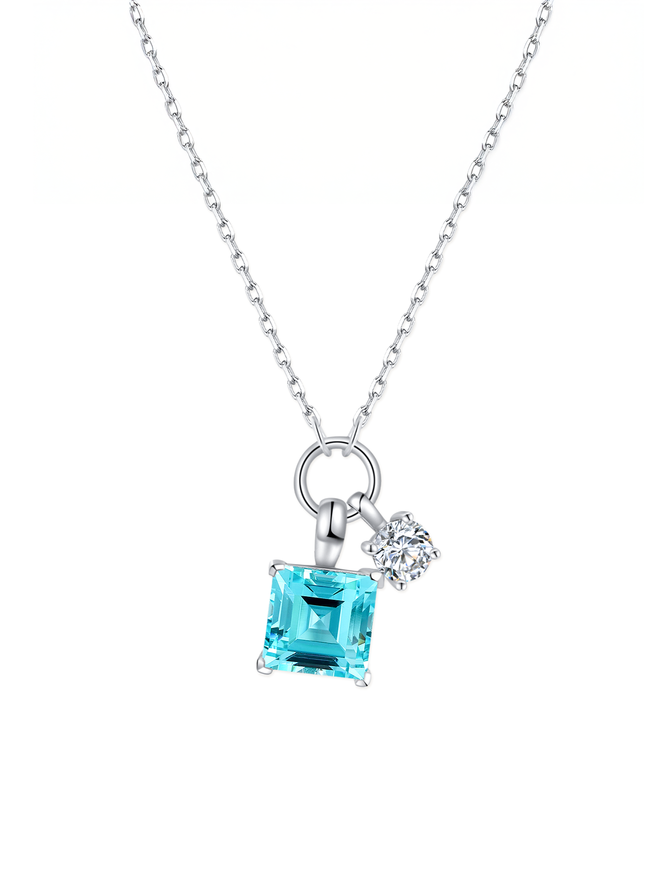 6.28ct Asscher Lab-Grown Paraiba Tourmaline Dual-Stone Necklace