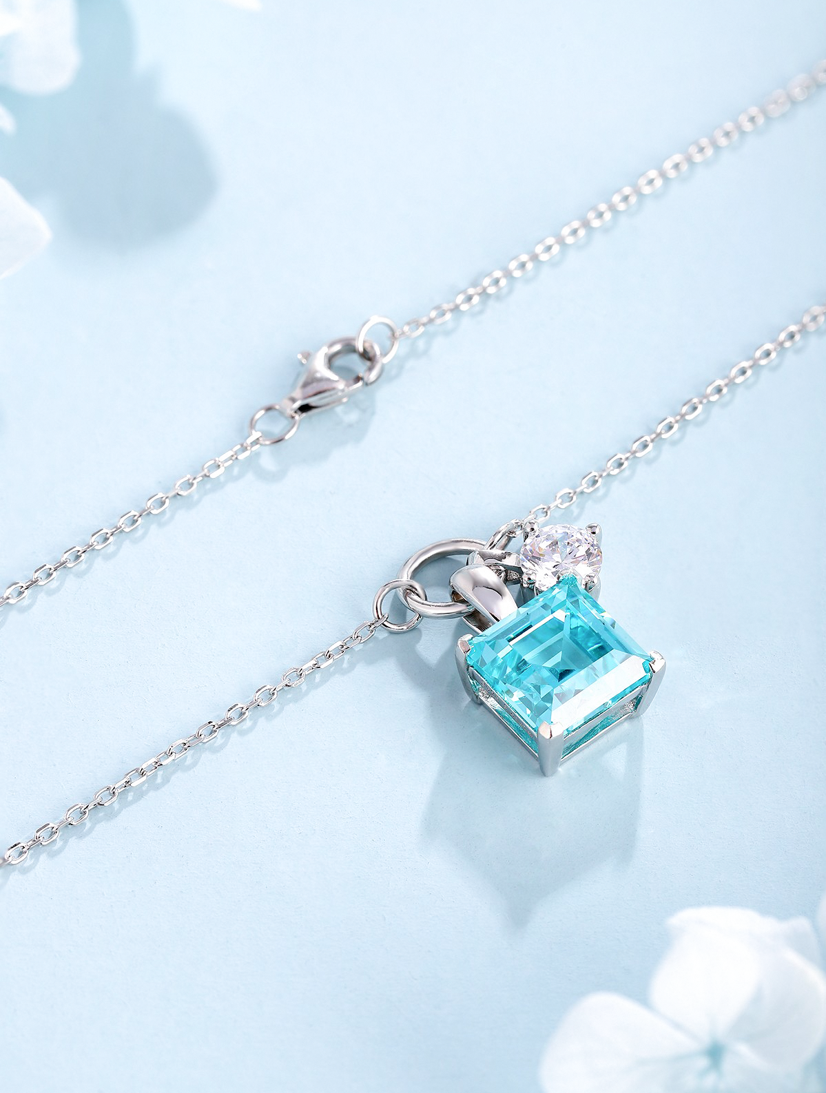 6.28ct Asscher Lab-Grown Paraiba Tourmaline Dual-Stone Necklace
