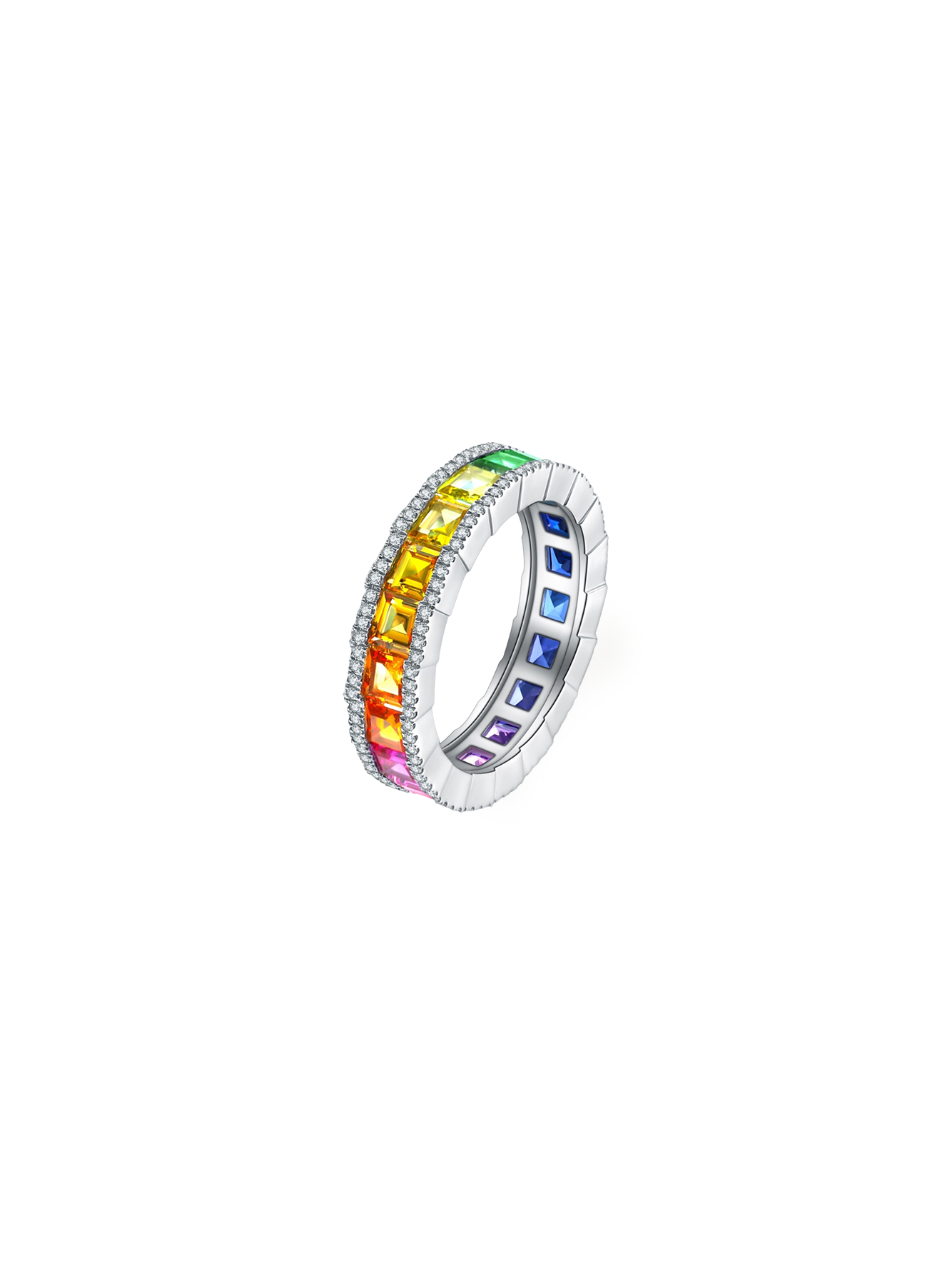 3.47ct Lab-Grown Colored Sapphire Eternity Ring