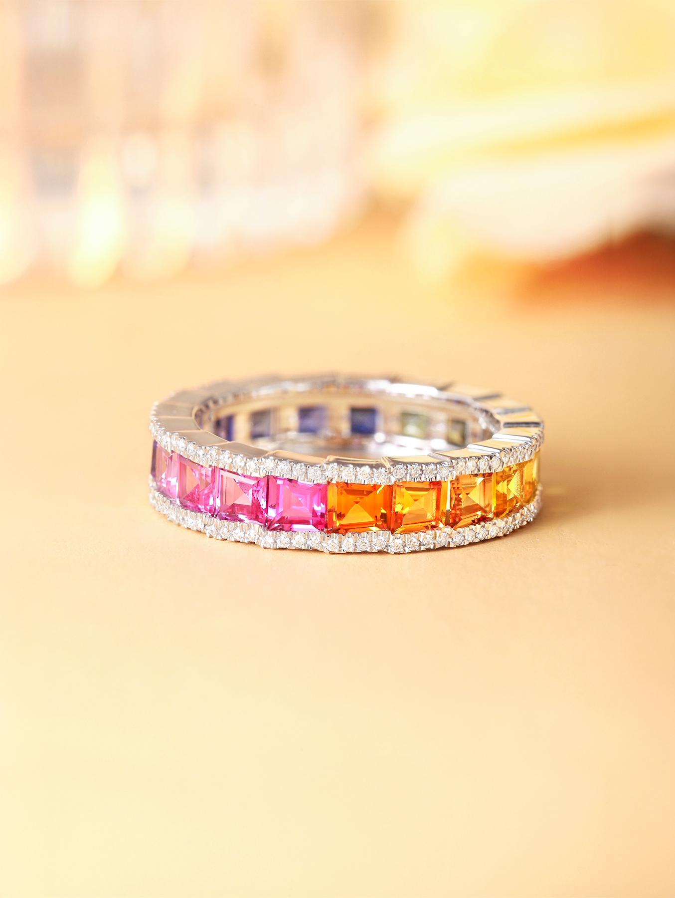 3.47ct Lab-Grown Colored Sapphire Eternity Ring