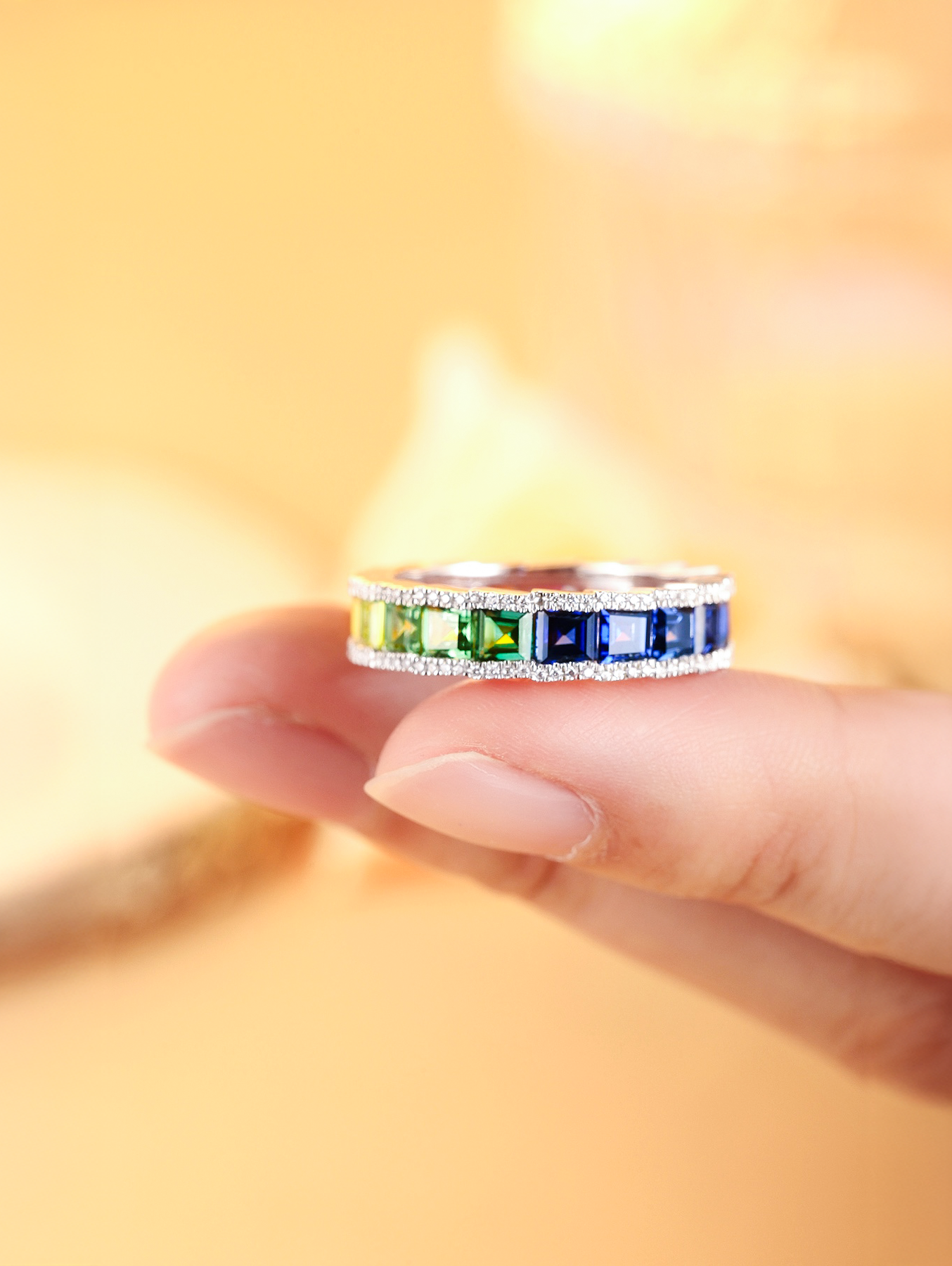 3.47ct Lab-Grown Colored Sapphire Eternity Ring