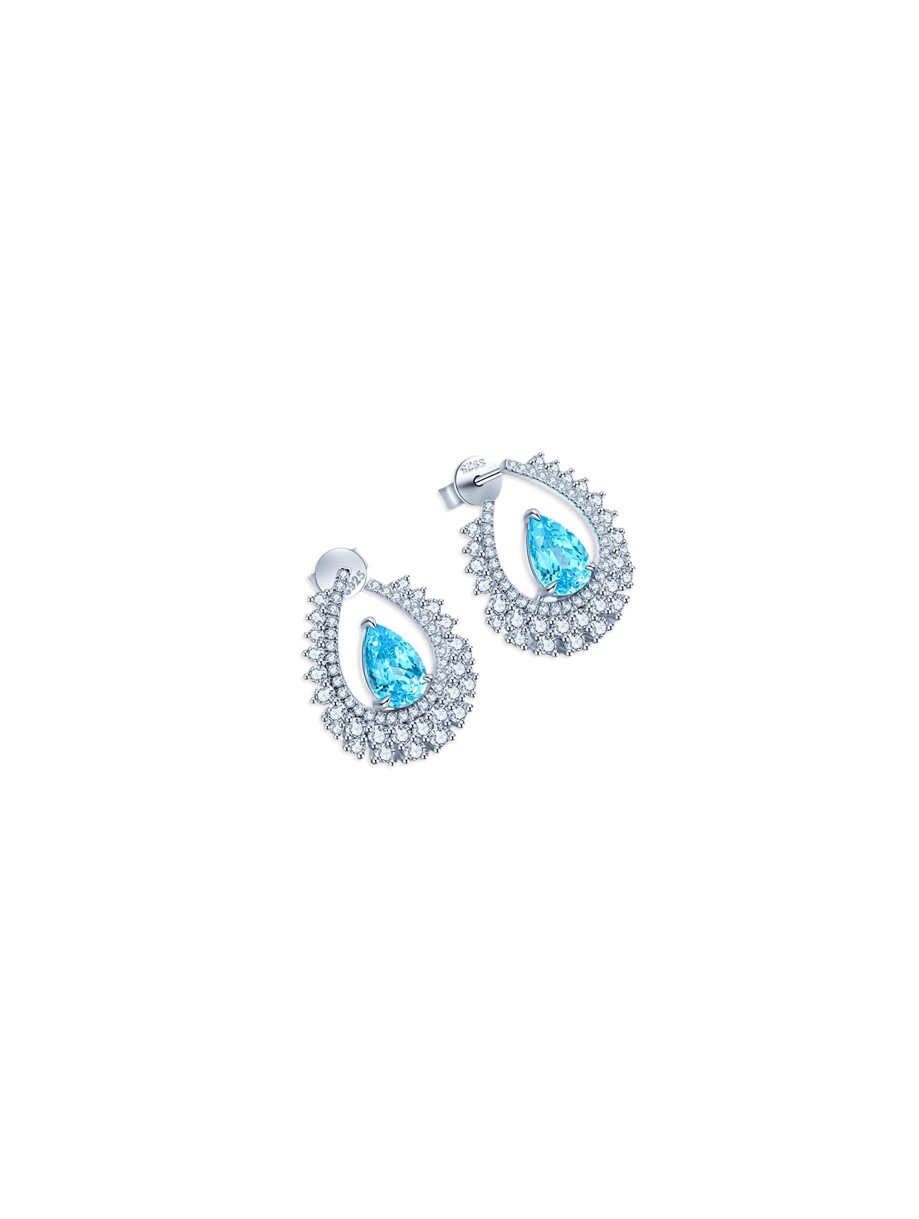 3.88ct Pear Lab-Grown Paraiba Tourmaline Radiant Moonlight Halo Earrings