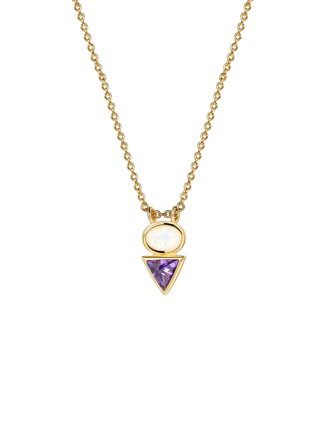 French-Style Opal Purple Cubic Zirconia Pendant Necklace