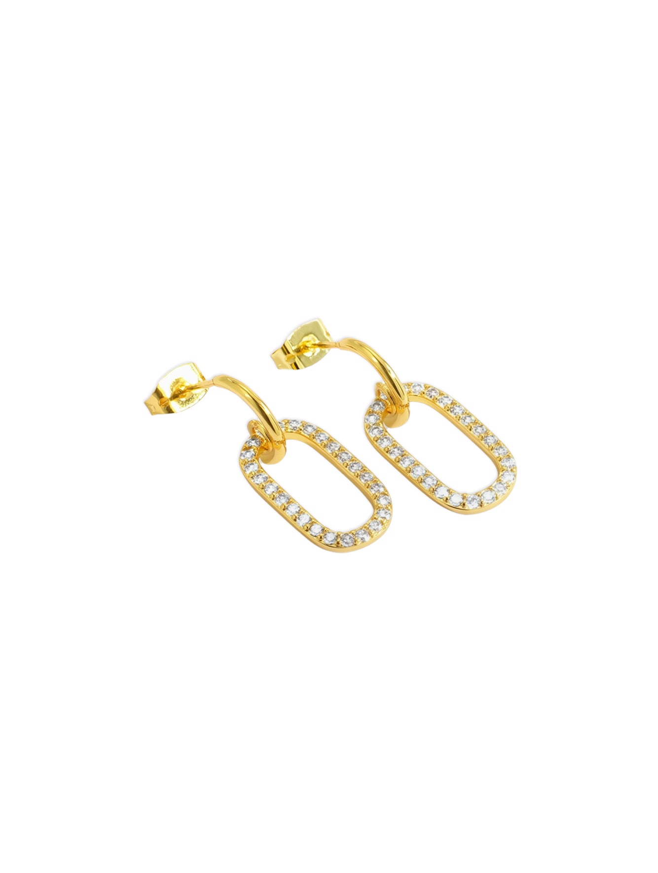 Geometric Oval Cubic Zirconia Pavé Drop Earrings