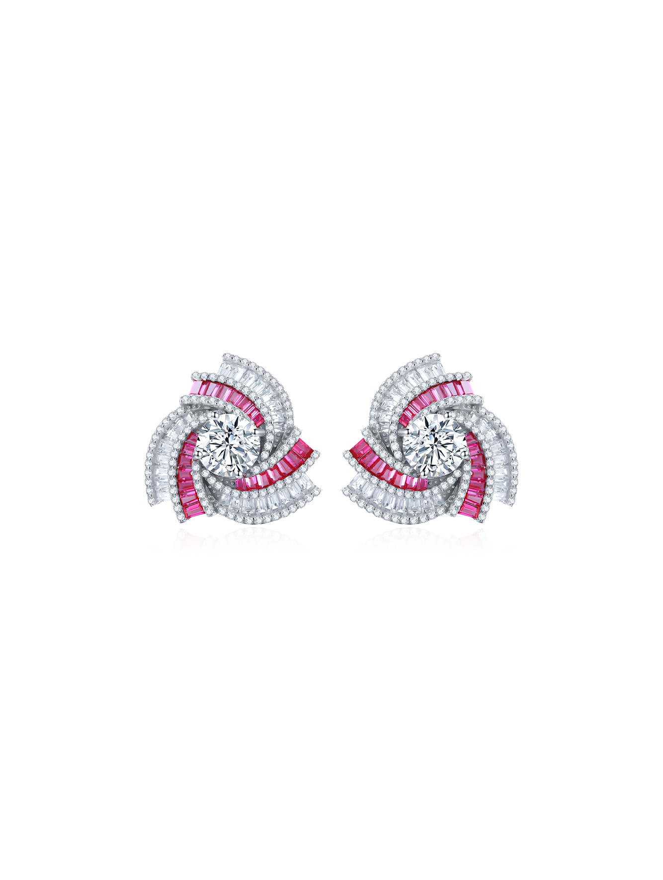 1.3ct Lab-Grown Ruby Spiral Design Earrings
