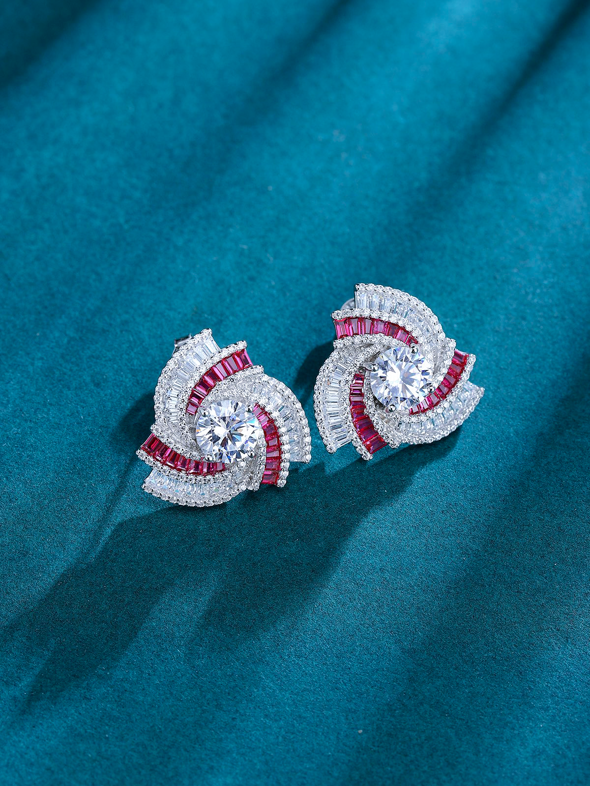 1.3ct Lab-Grown Ruby Spiral Design Earrings