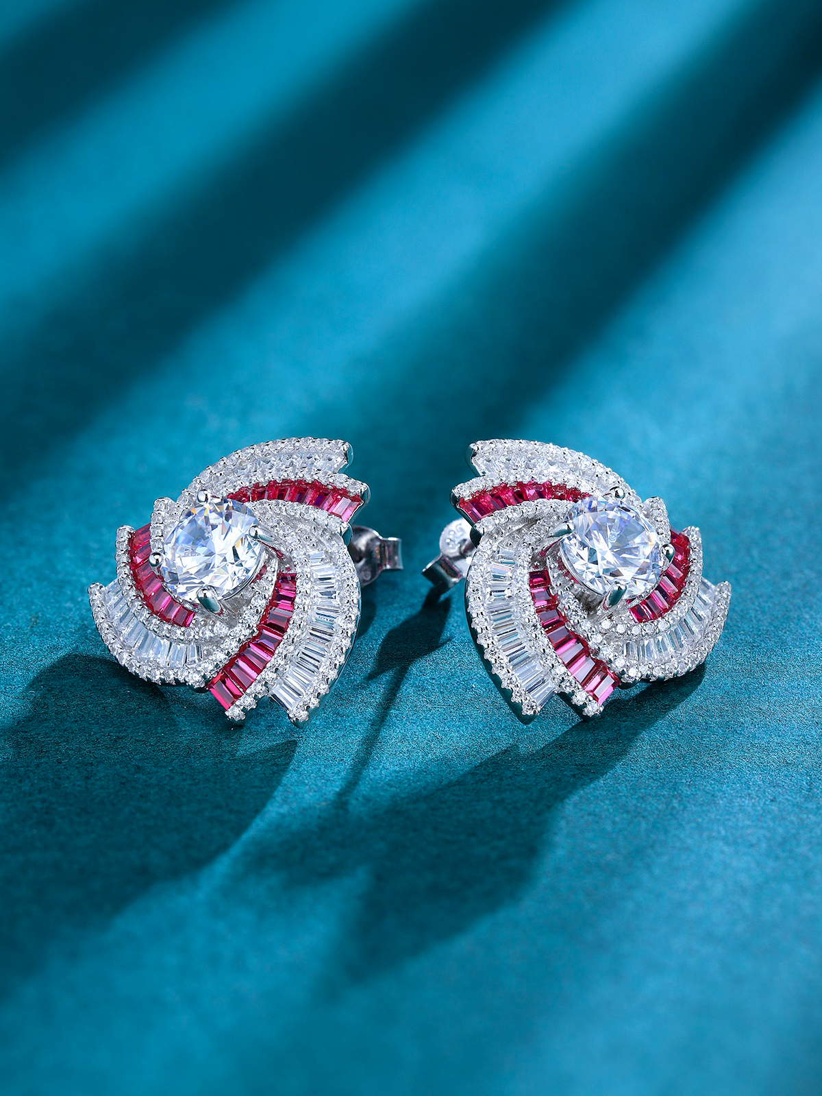 1.3ct Lab-Grown Ruby Spiral Design Earrings