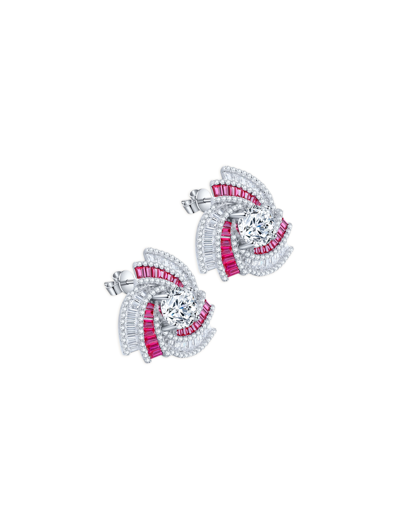 1.3ct Lab-Grown Ruby Spiral Design Earrings