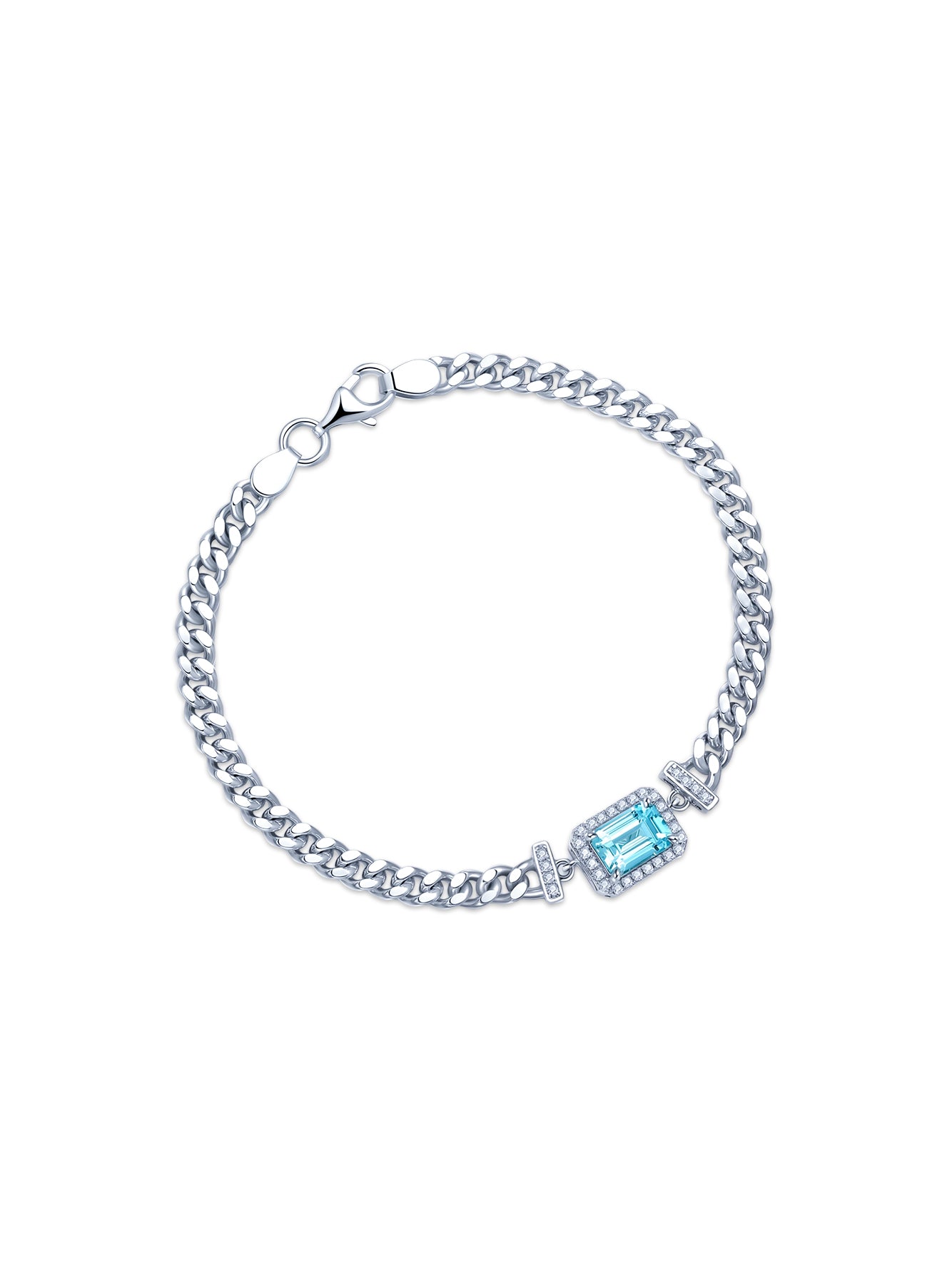 1.51ct Minimalist Lab-Grown Paraiba Tourmaline Curb Chain Bracelet