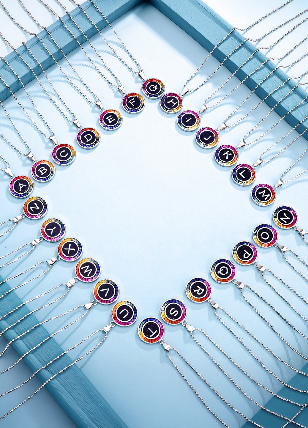 16mm Lab-Grown Colored Sapphire Alphabet Necklace