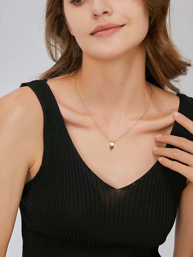 French-Style Opal Purple Cubic Zirconia Pendant Necklace
