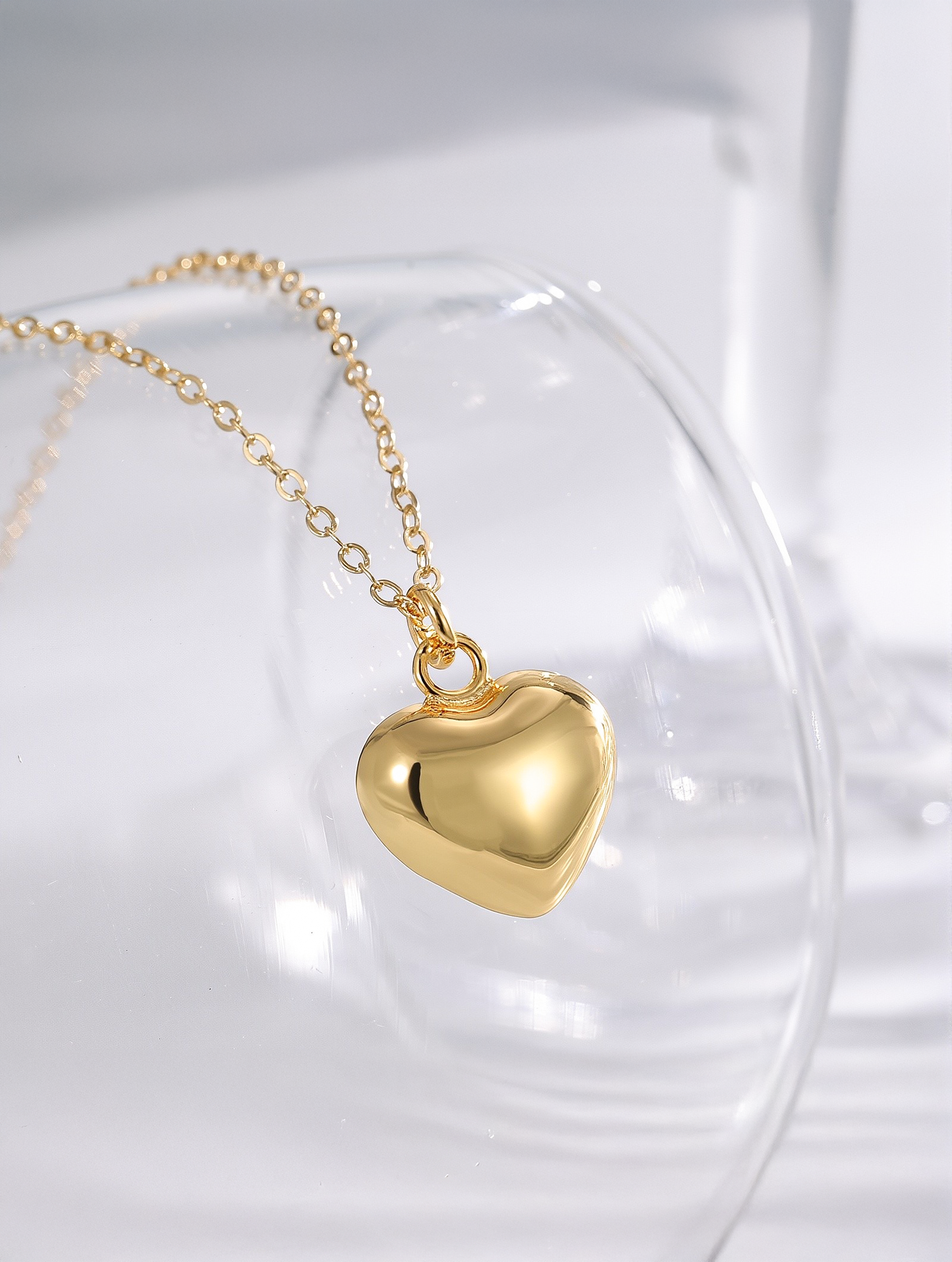 Minimalist 3D Heart Pendant Necklace