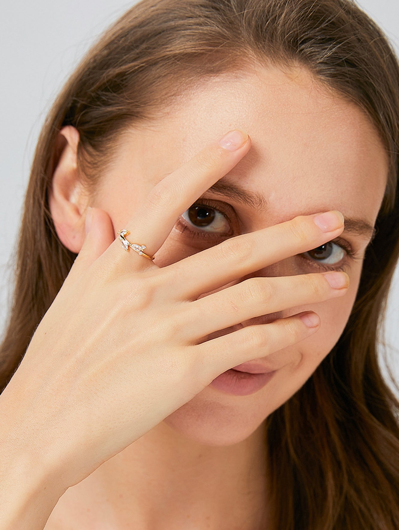 Olive-Inspired Sparkle Triple Marquise Cubic Zirconia Stacking Ring