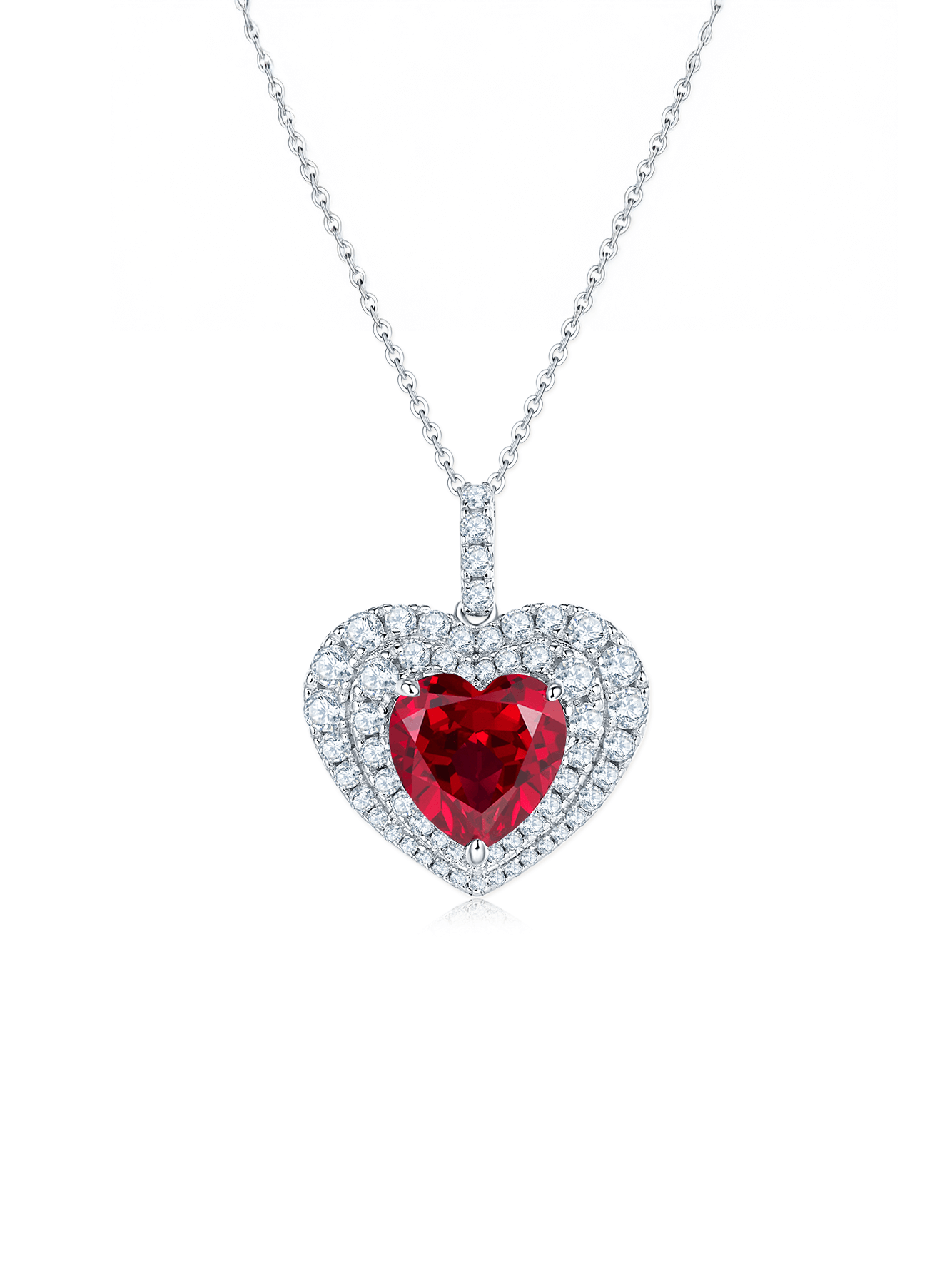 4.5ct Heart Lab-Grown Sapphire Halo Pendant Necklace