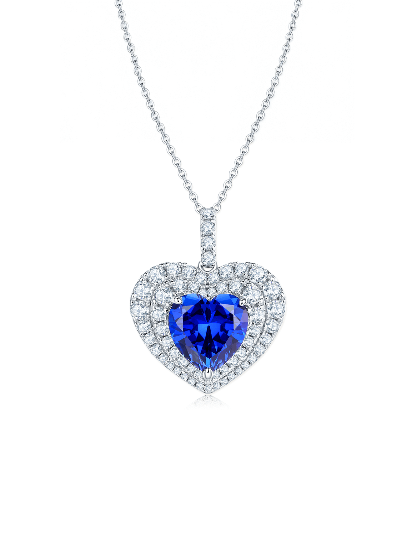 4.5ct Heart Lab-Grown Sapphire Halo Pendant Necklace