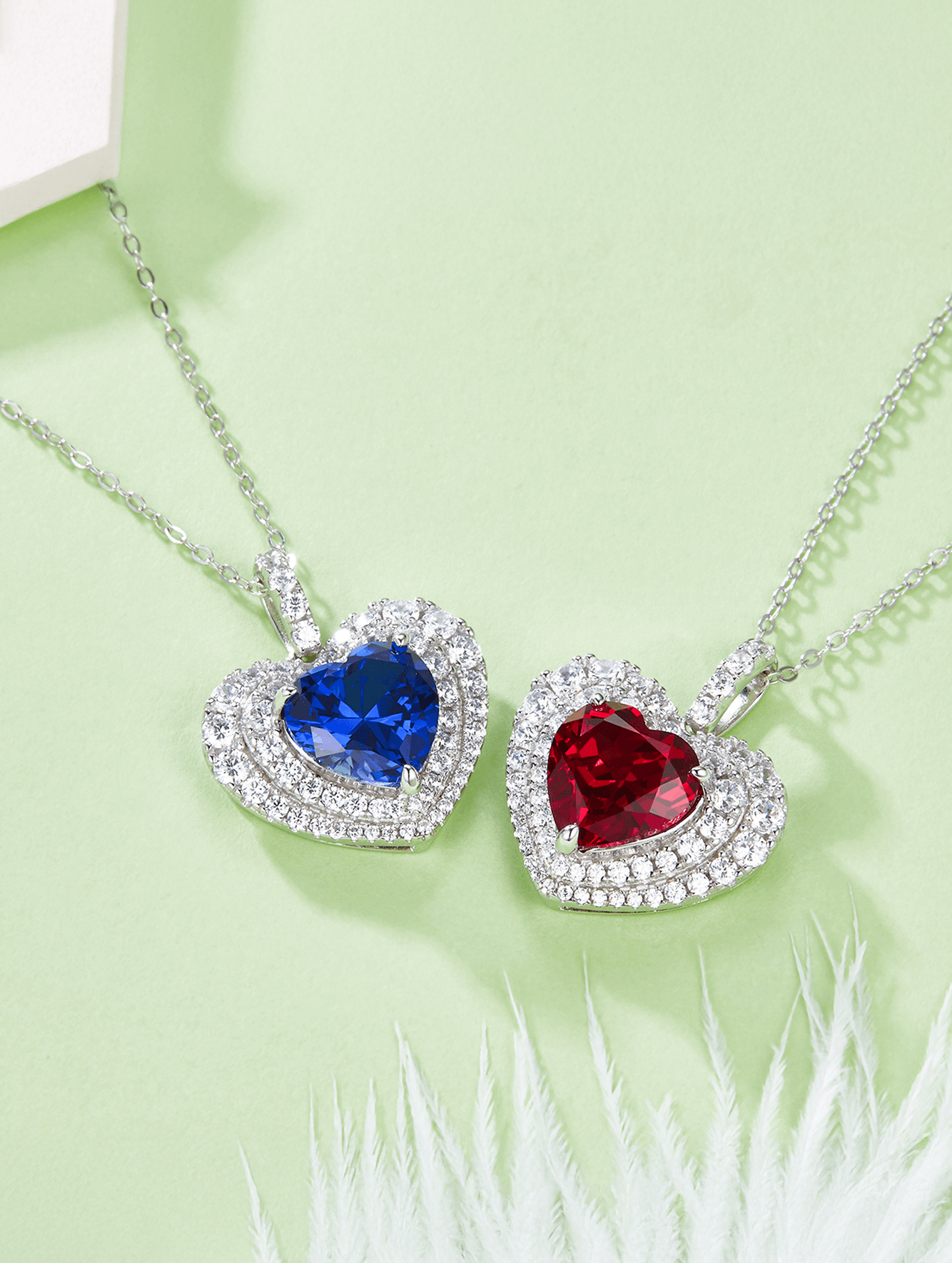 4.5ct Heart Lab-Grown Sapphire Halo Pendant Necklace