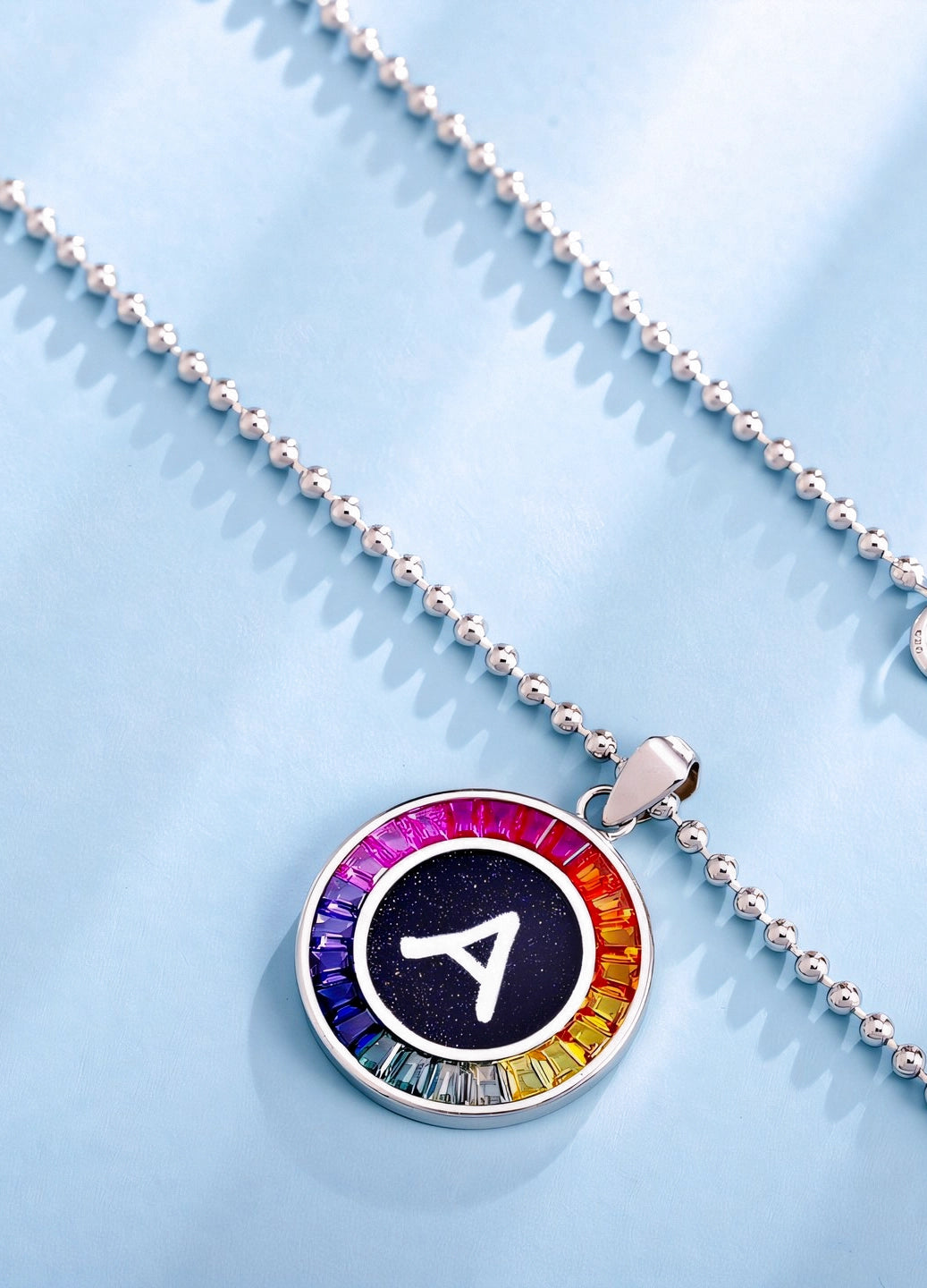 16mm Lab-Grown Colored Sapphire Alphabet Necklace
