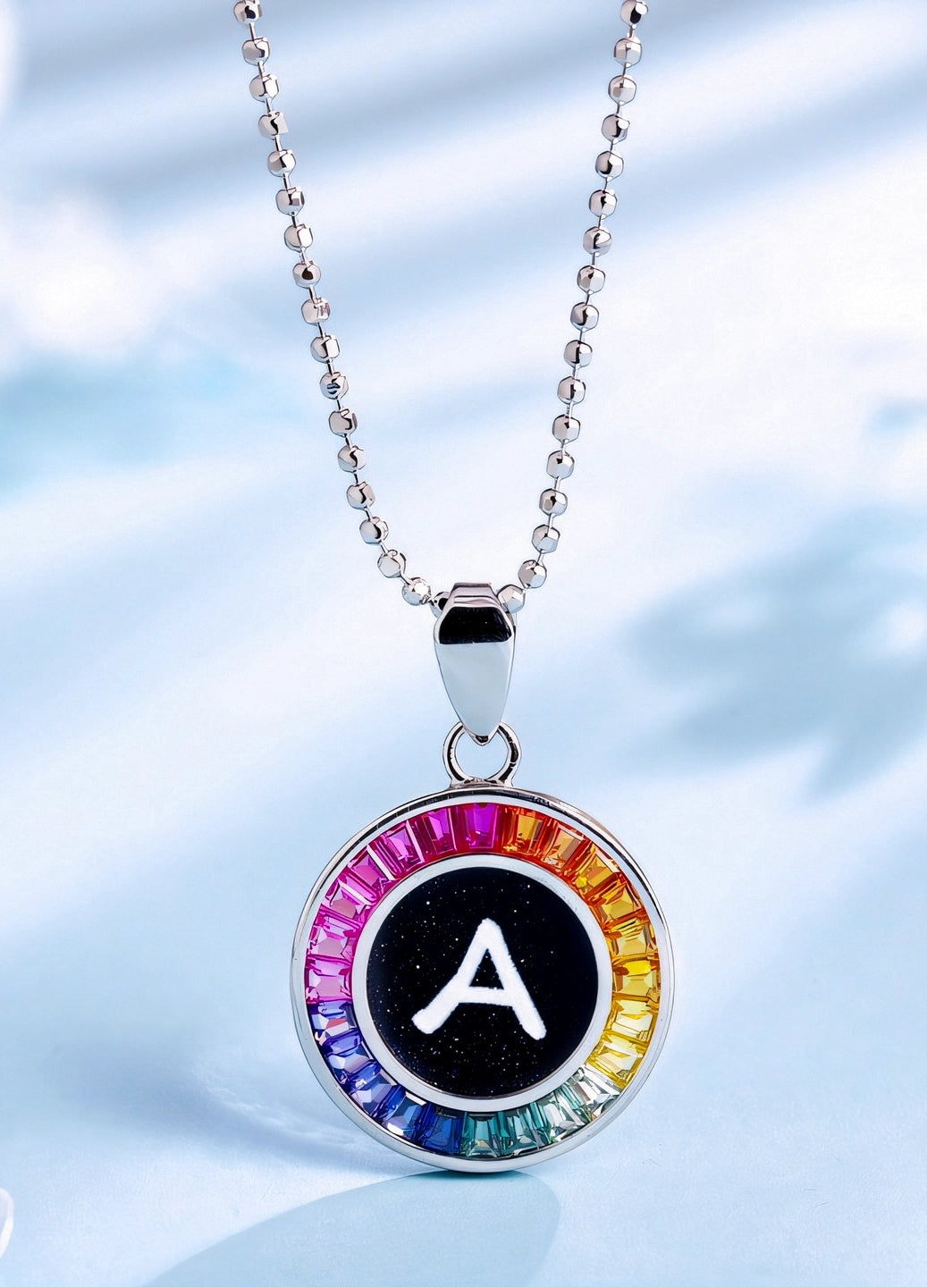 16mm Lab-Grown Colored Sapphire Alphabet Necklace