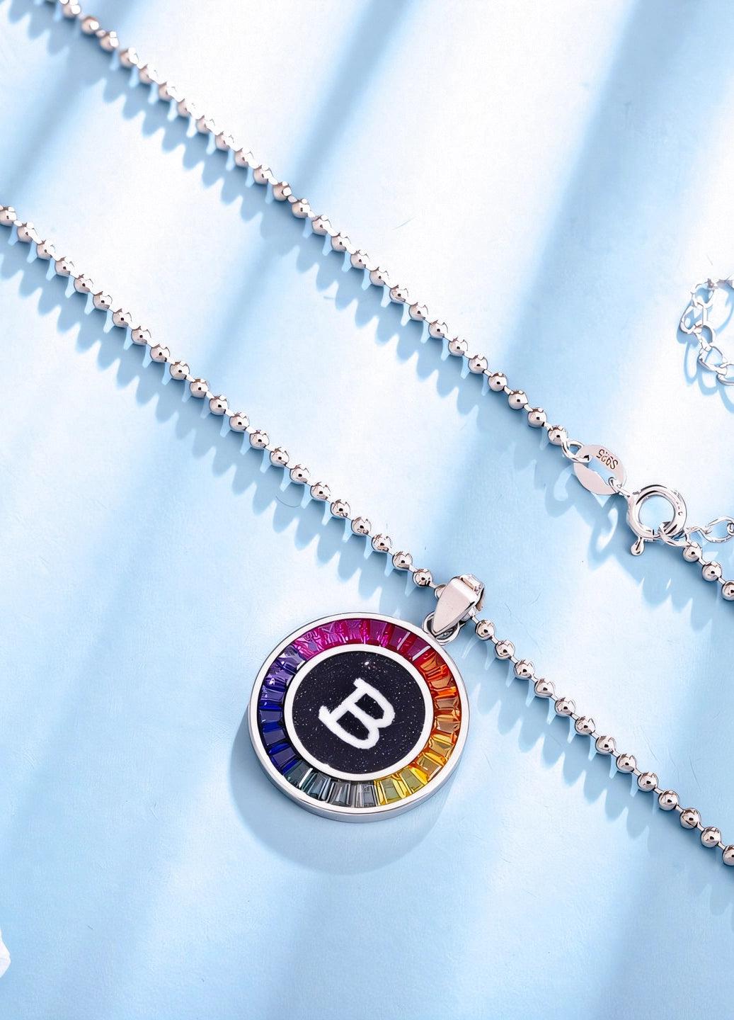 16mm Lab-Grown Colored Sapphire Alphabet Necklace