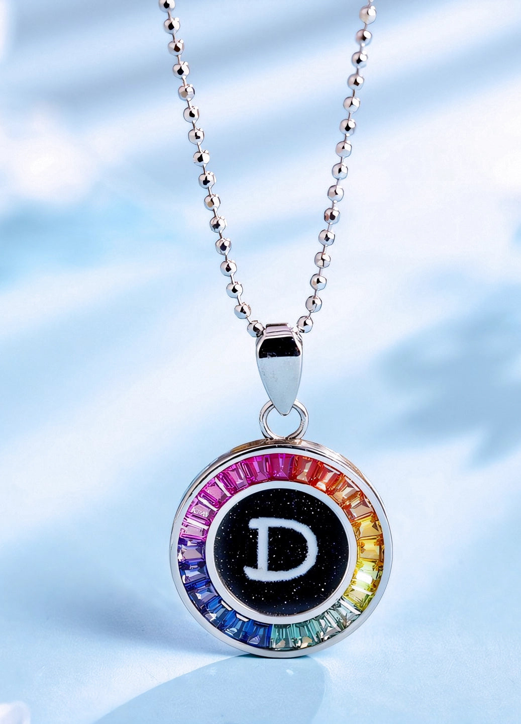 16mm Lab-Grown Colored Sapphire Alphabet Necklace