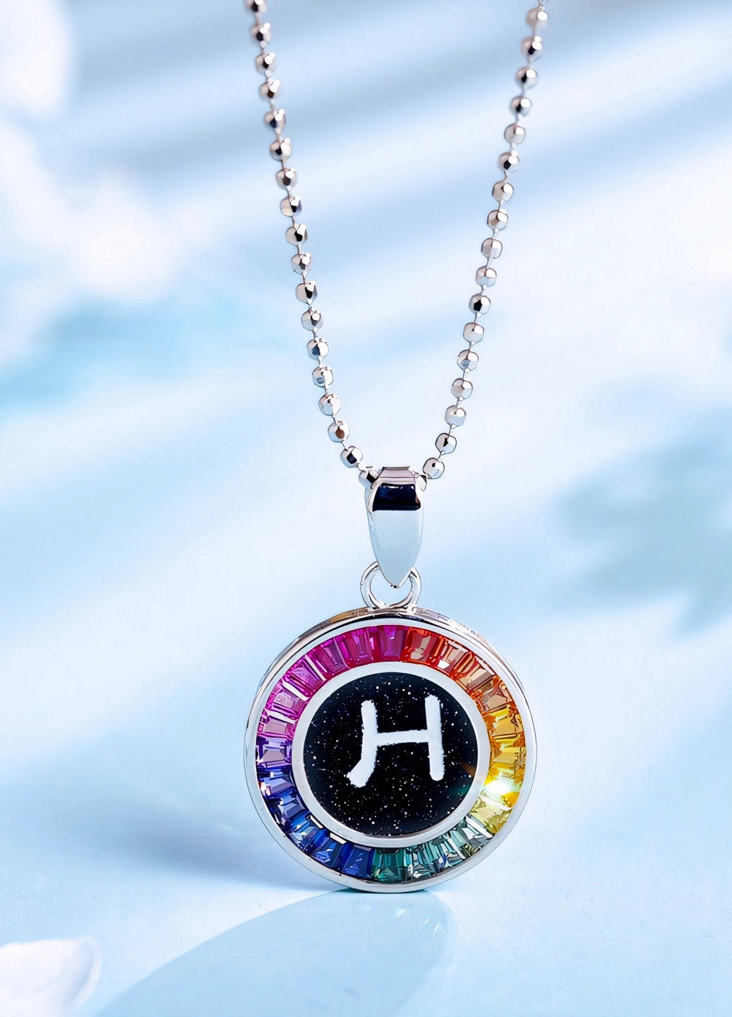 16mm Lab-Grown Colored Sapphire Alphabet Necklace