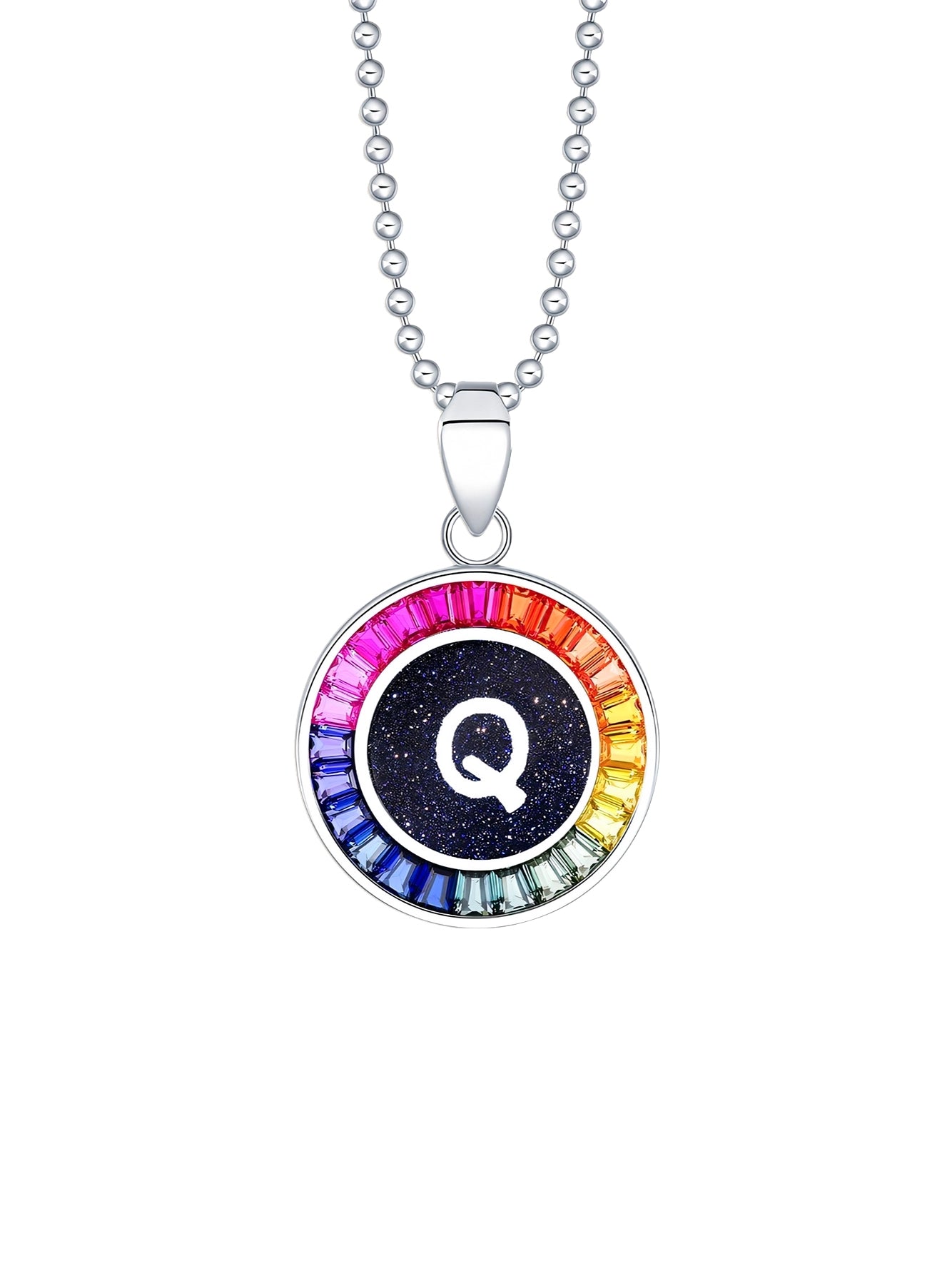 16mm Lab-Grown Colored Sapphire Alphabet Necklace