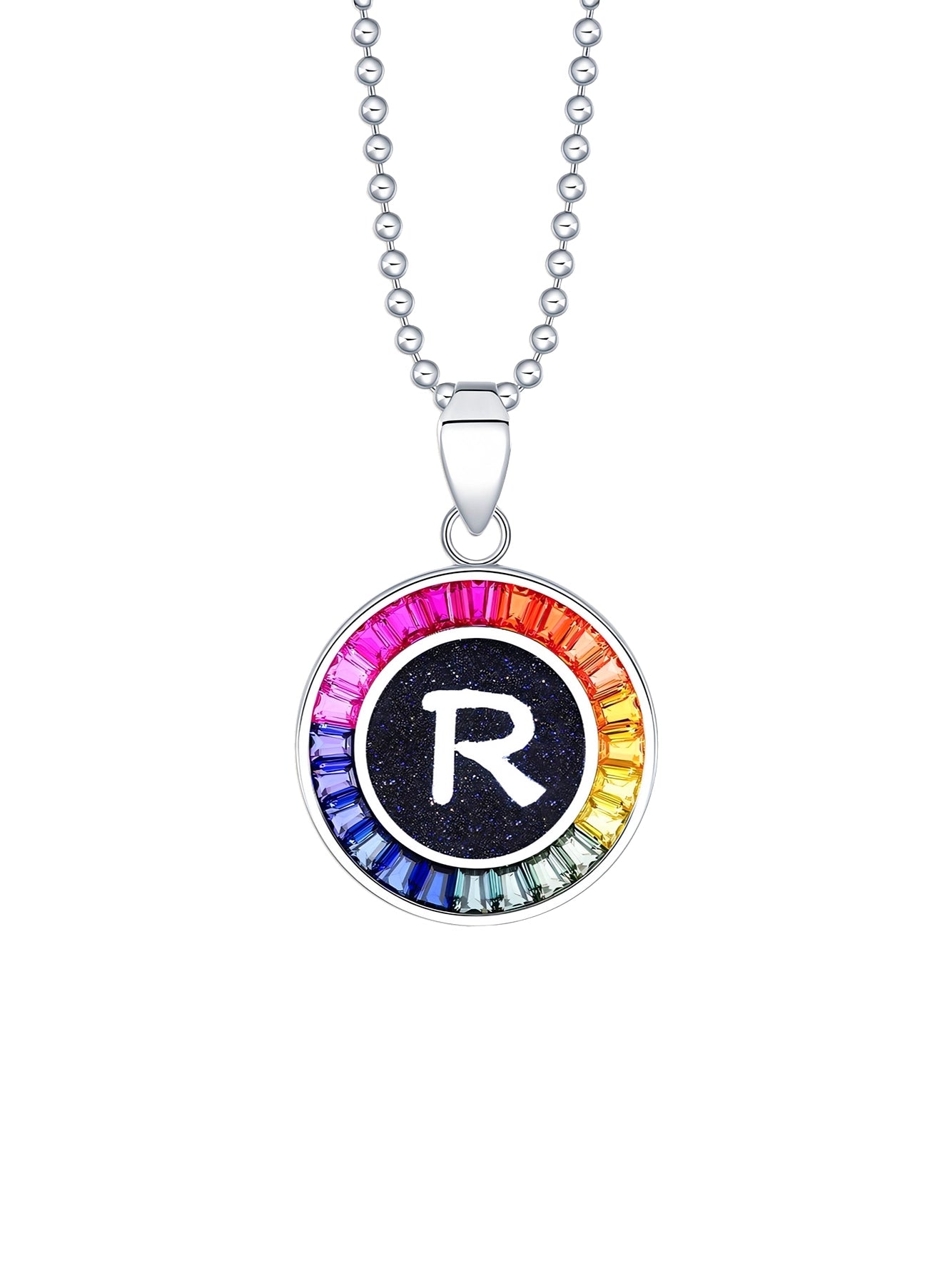 16mm Lab-Grown Colored Sapphire Alphabet Necklace
