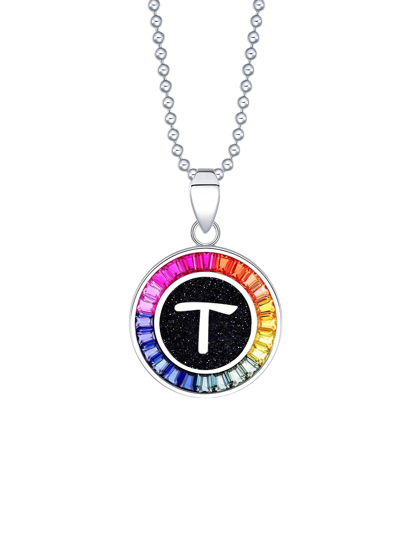 16mm Lab-Grown Colored Sapphire Alphabet Necklace