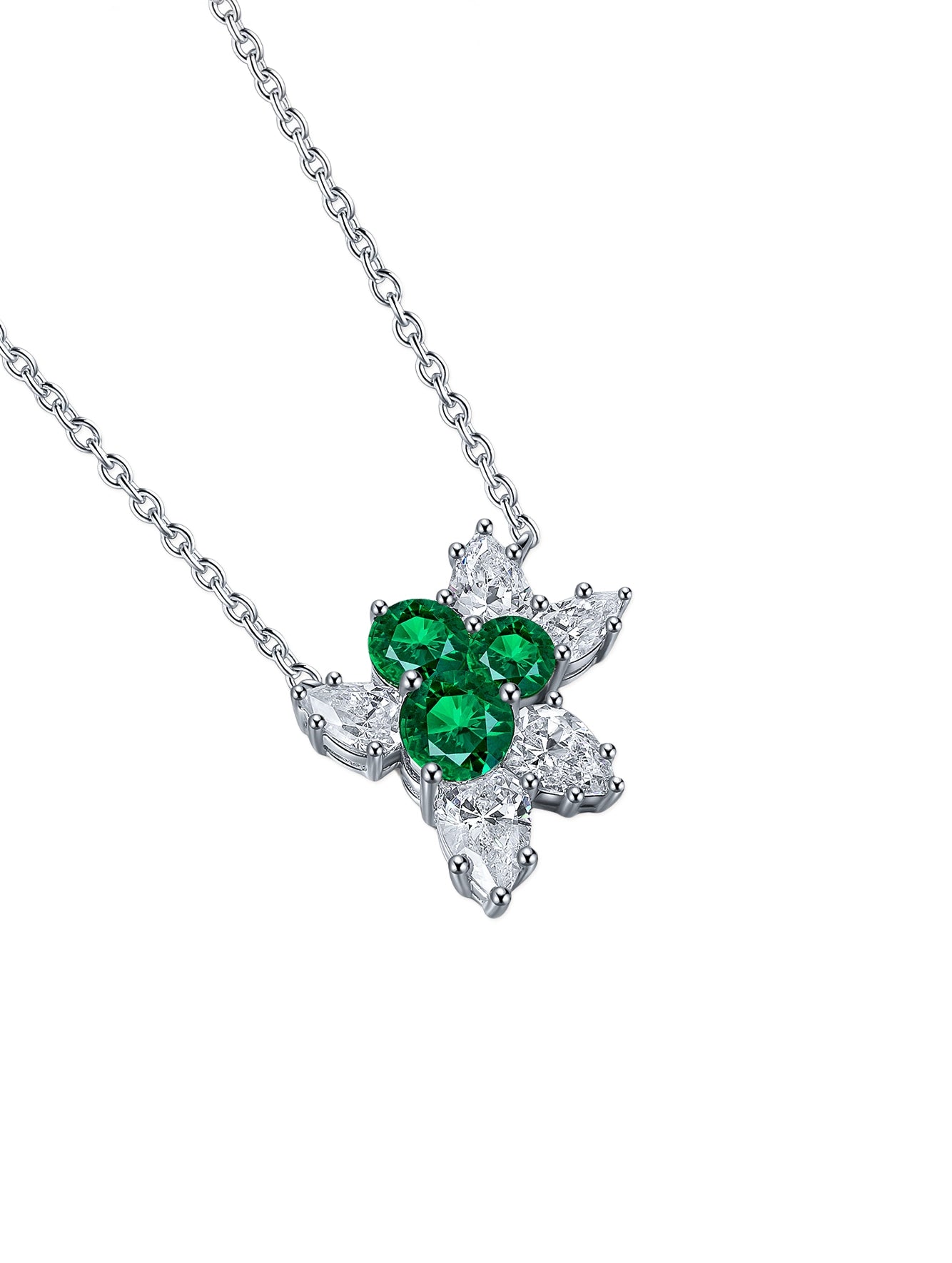 1.03ct Round Lab-Grown Emerald Cluster Pendant