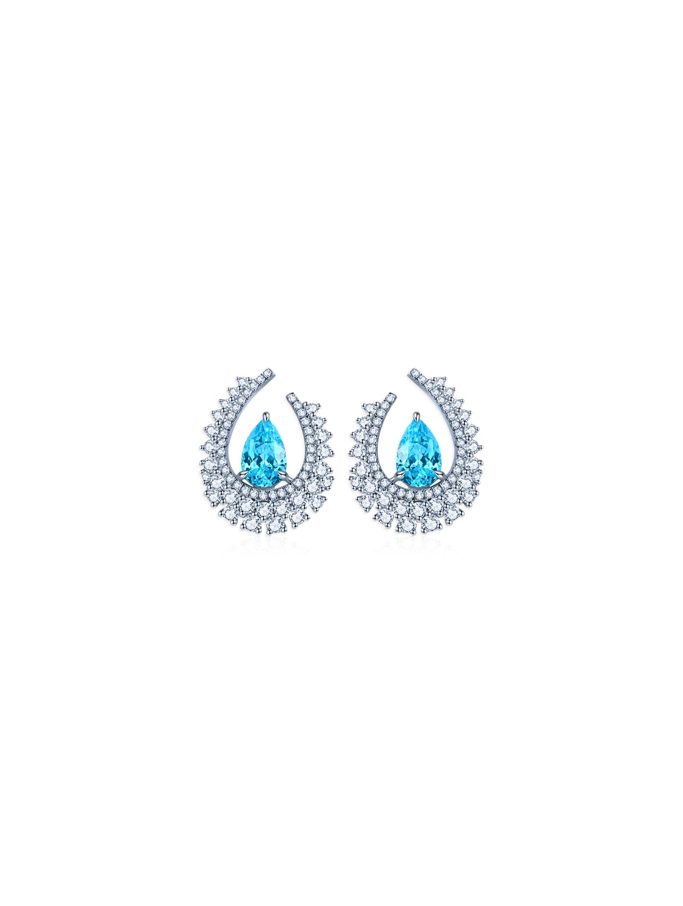3.88ct Pear Lab-Grown Paraiba Tourmaline Radiant Moonlight Halo Earrings
