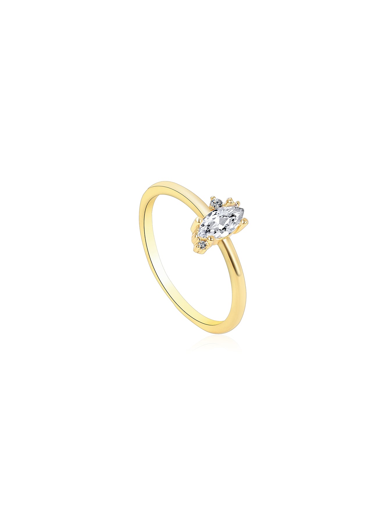 Minimalist Marquise Cubic Zirconia Ring in 18K Gold Plated Copper