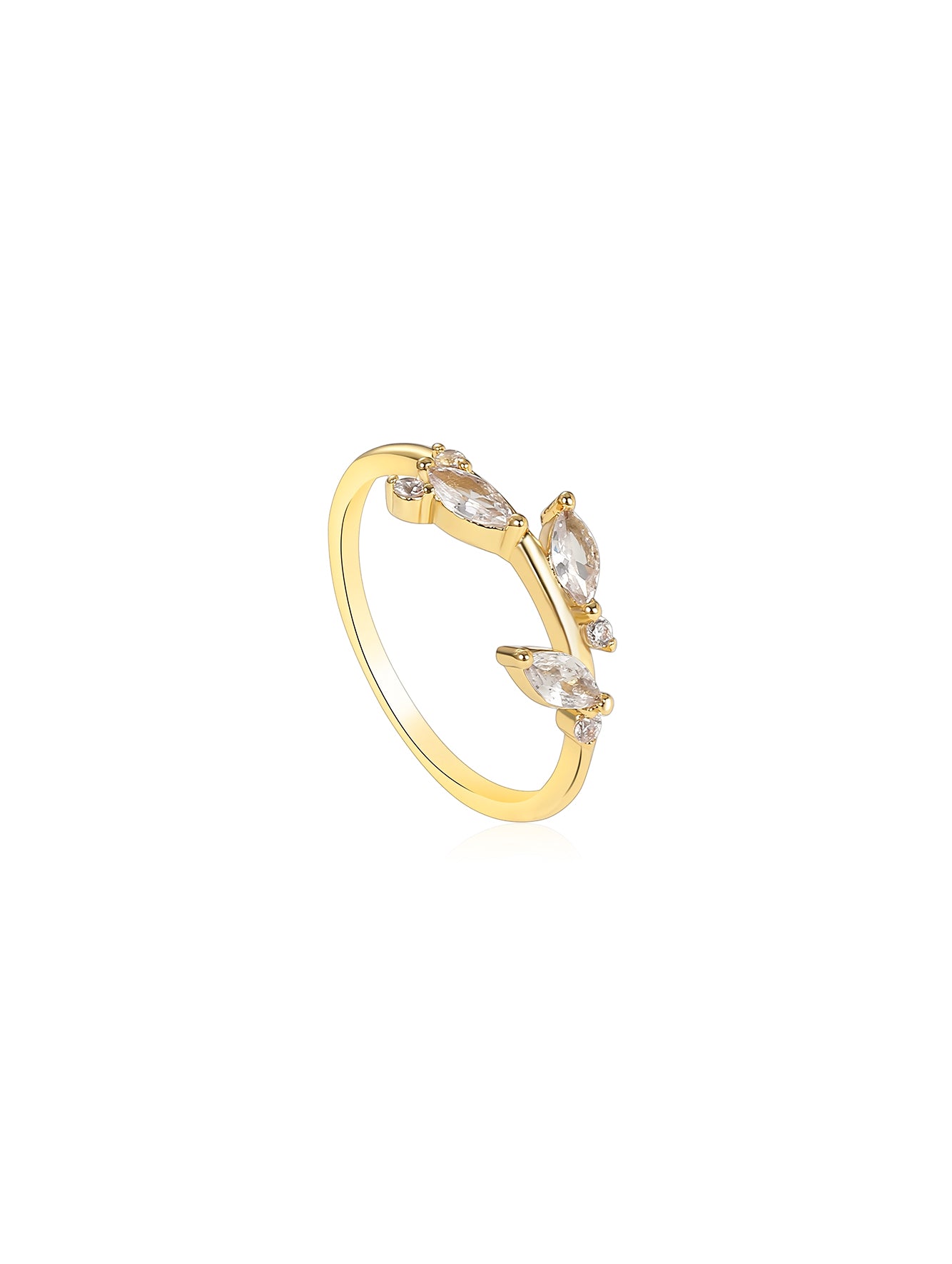 Olive-Inspired Sparkle Triple Marquise Cubic Zirconia Stacking Ring