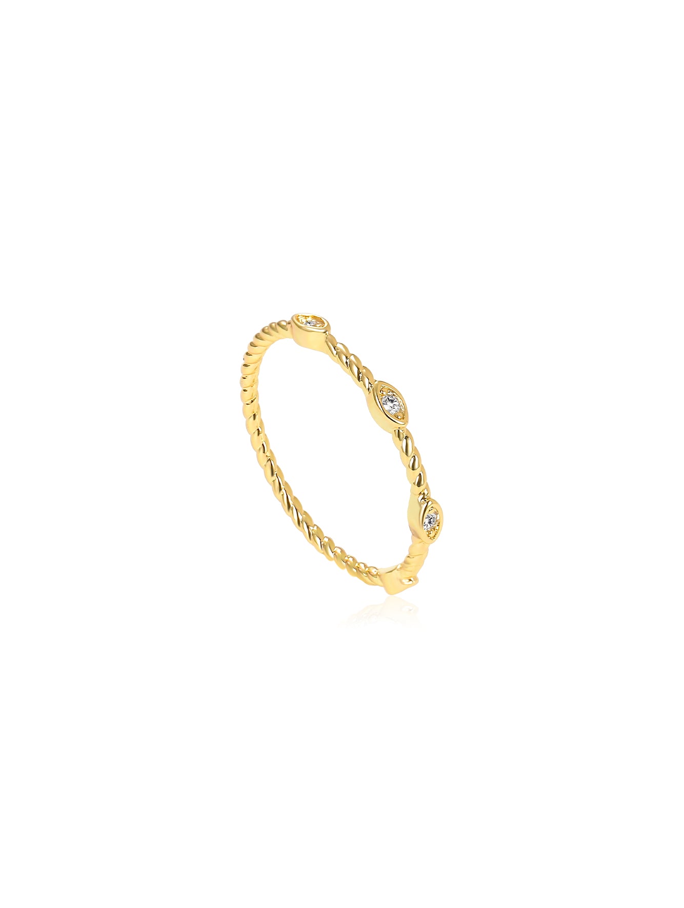 Minimalist Twist Band Cubic Zirconia Ring