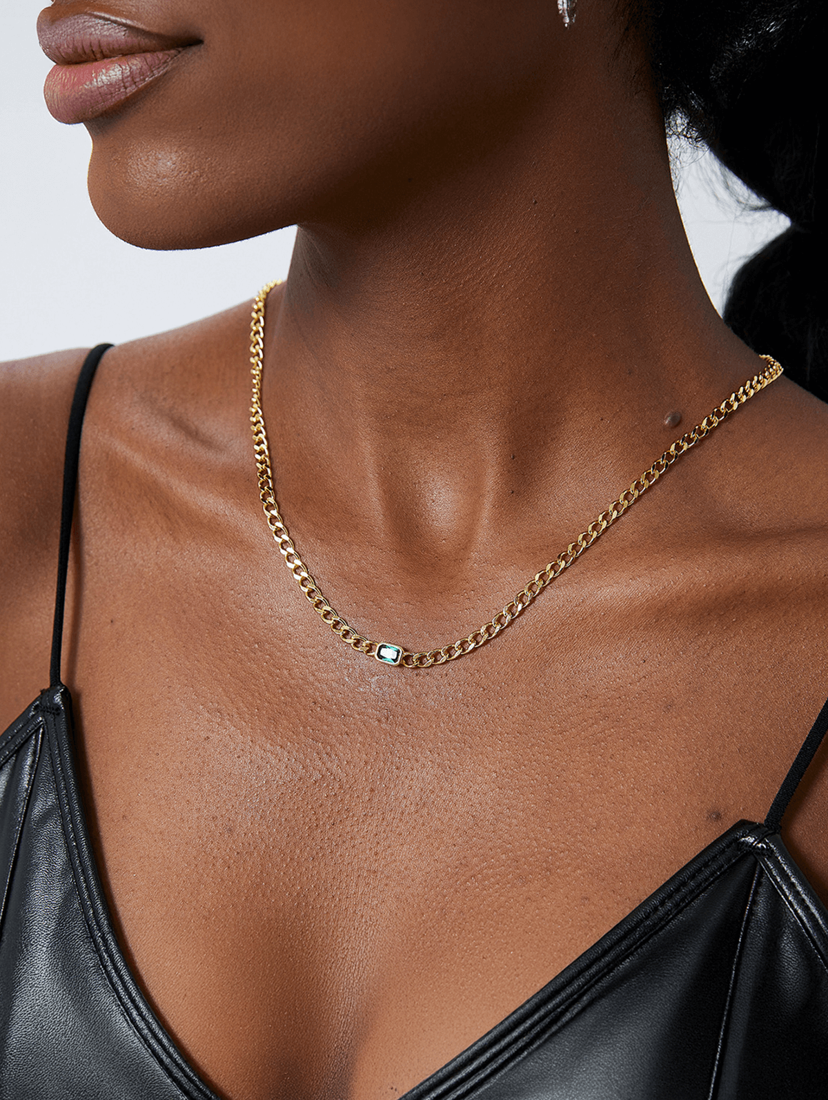 Vintage Cubic Zirconia Cuban Chain Necklace