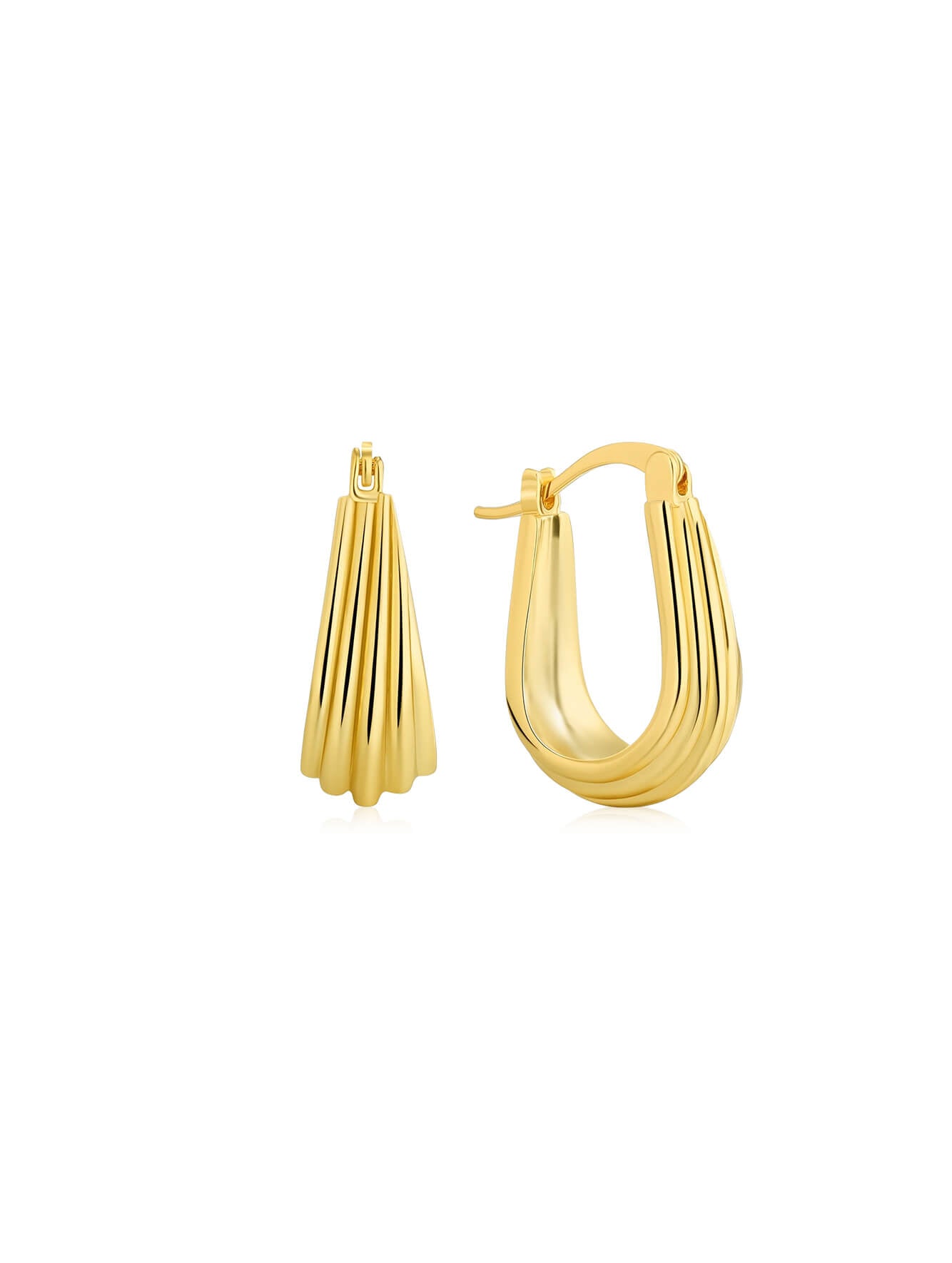 Geometric Ripple Hoop Earrings in 18K Gold-Plated Copper