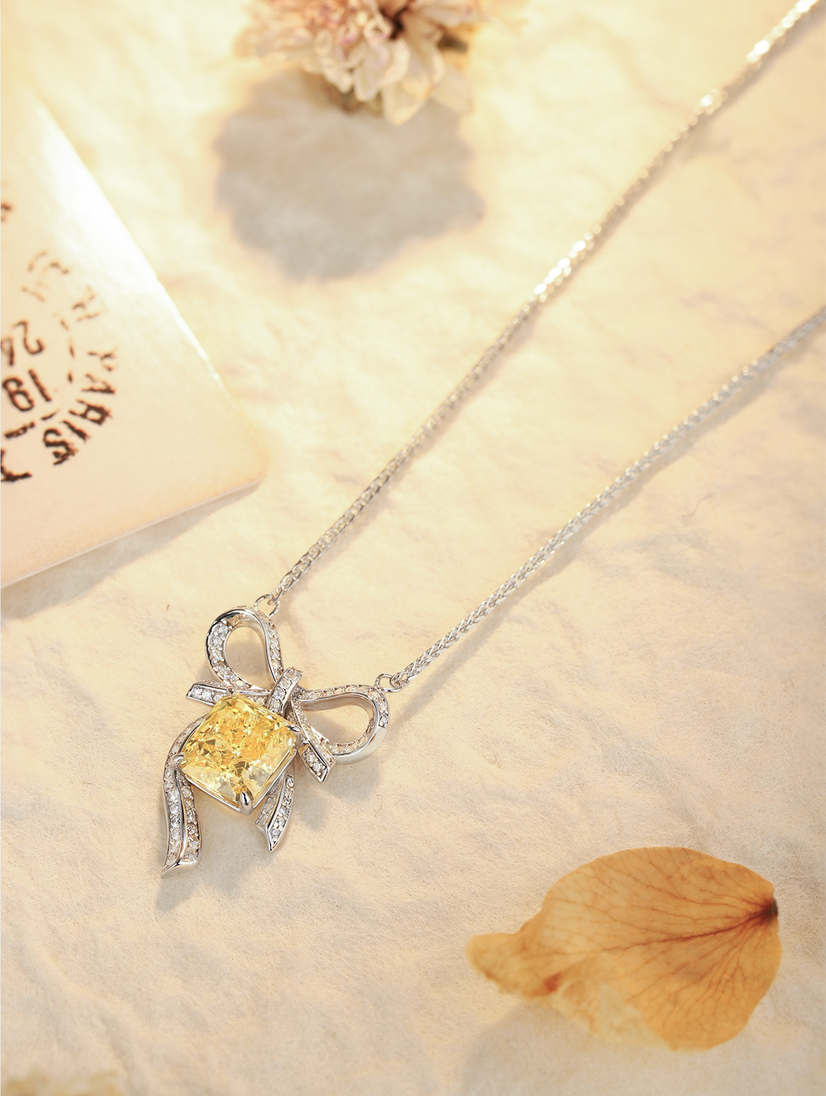 3ct Radiant Cubic Zirconia Bowknot Necklace