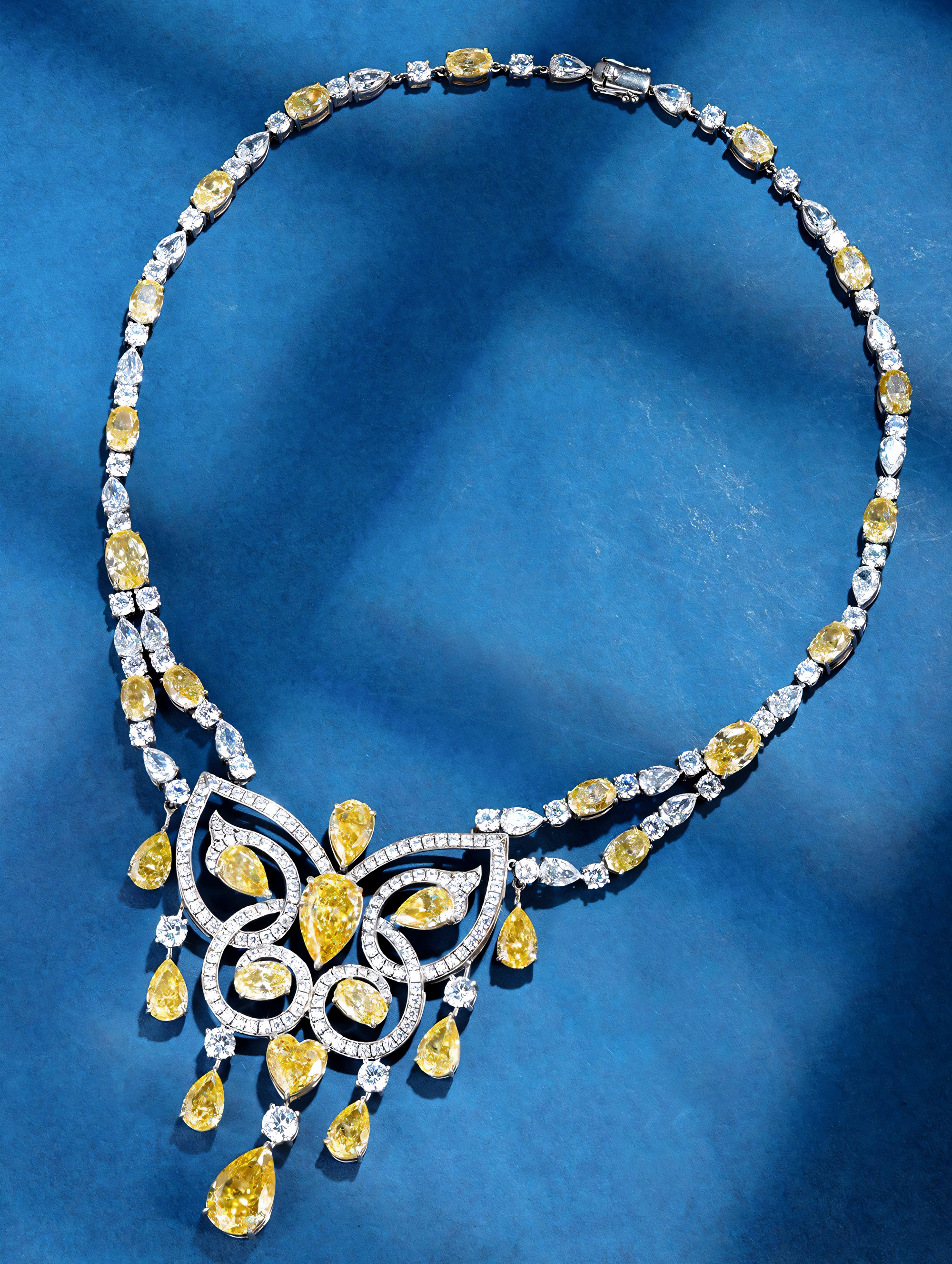 10ct Mixed Shapes Yellow Cubic Zirconia Butterfly Designer Statement Necklace
