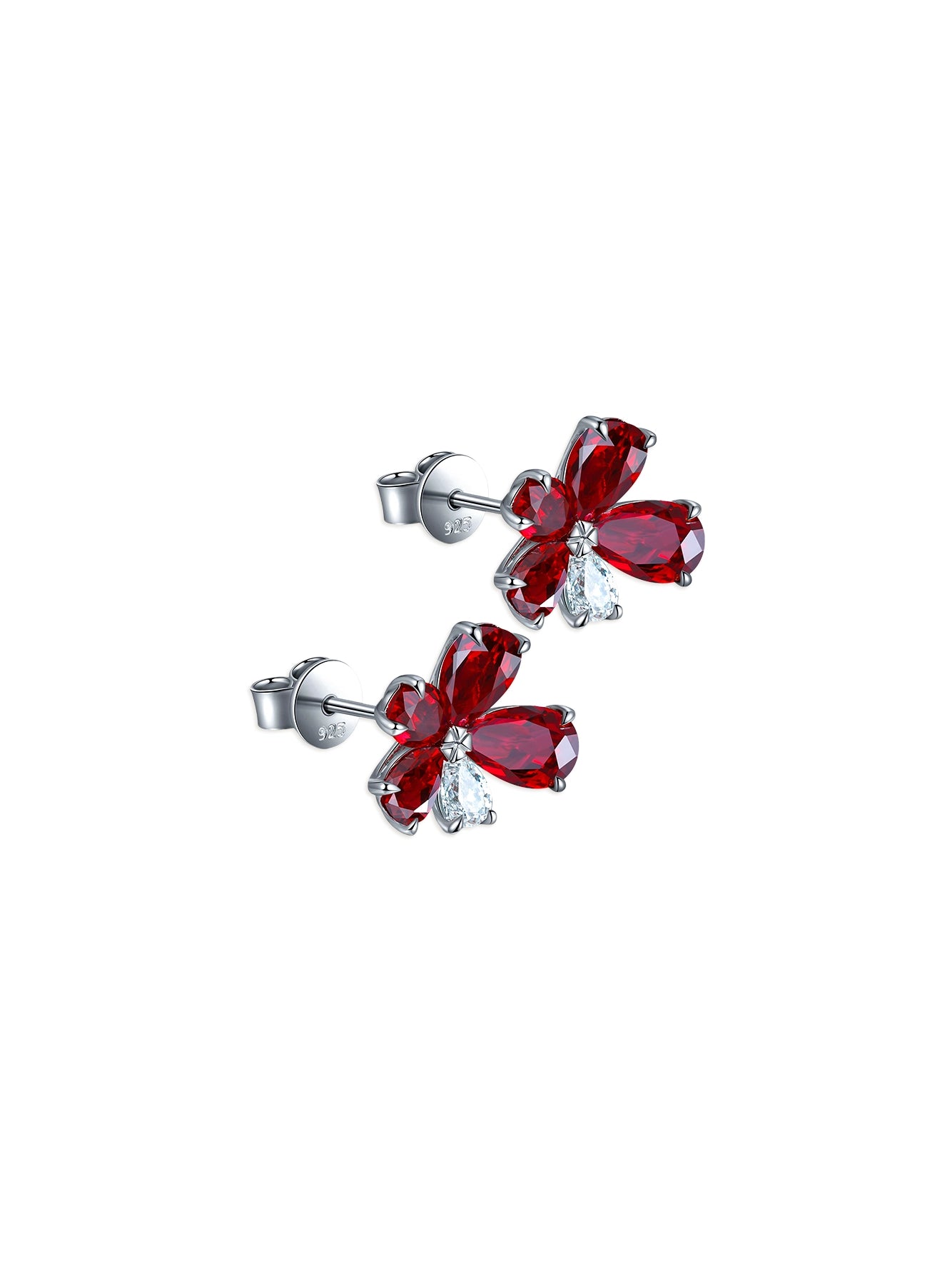 5.98ct Pear Cluster Lab-Grown Ruby Stud Earrings