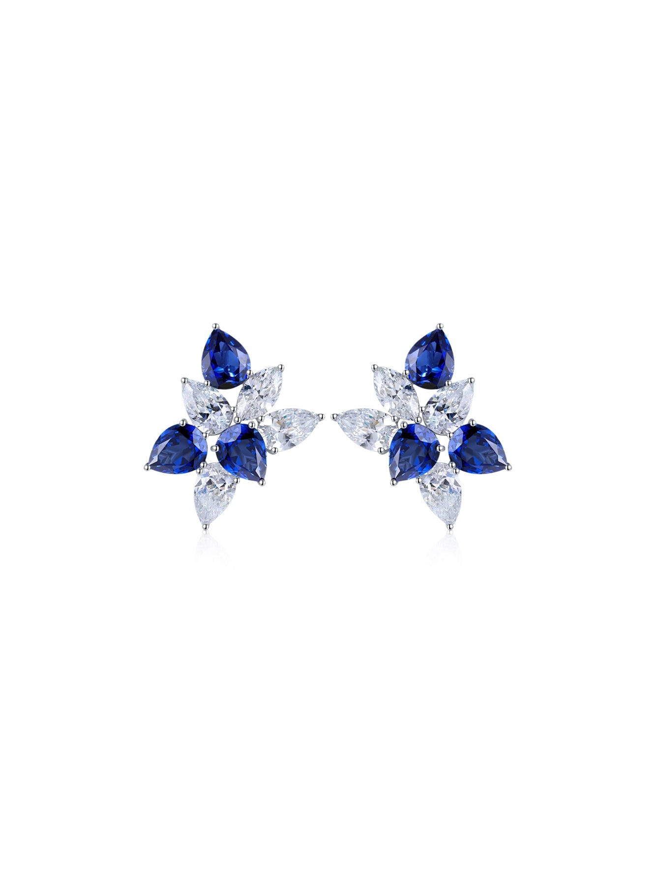 8.45ct Pear Lab-Grown Sapphire Cluster Designer Earrings