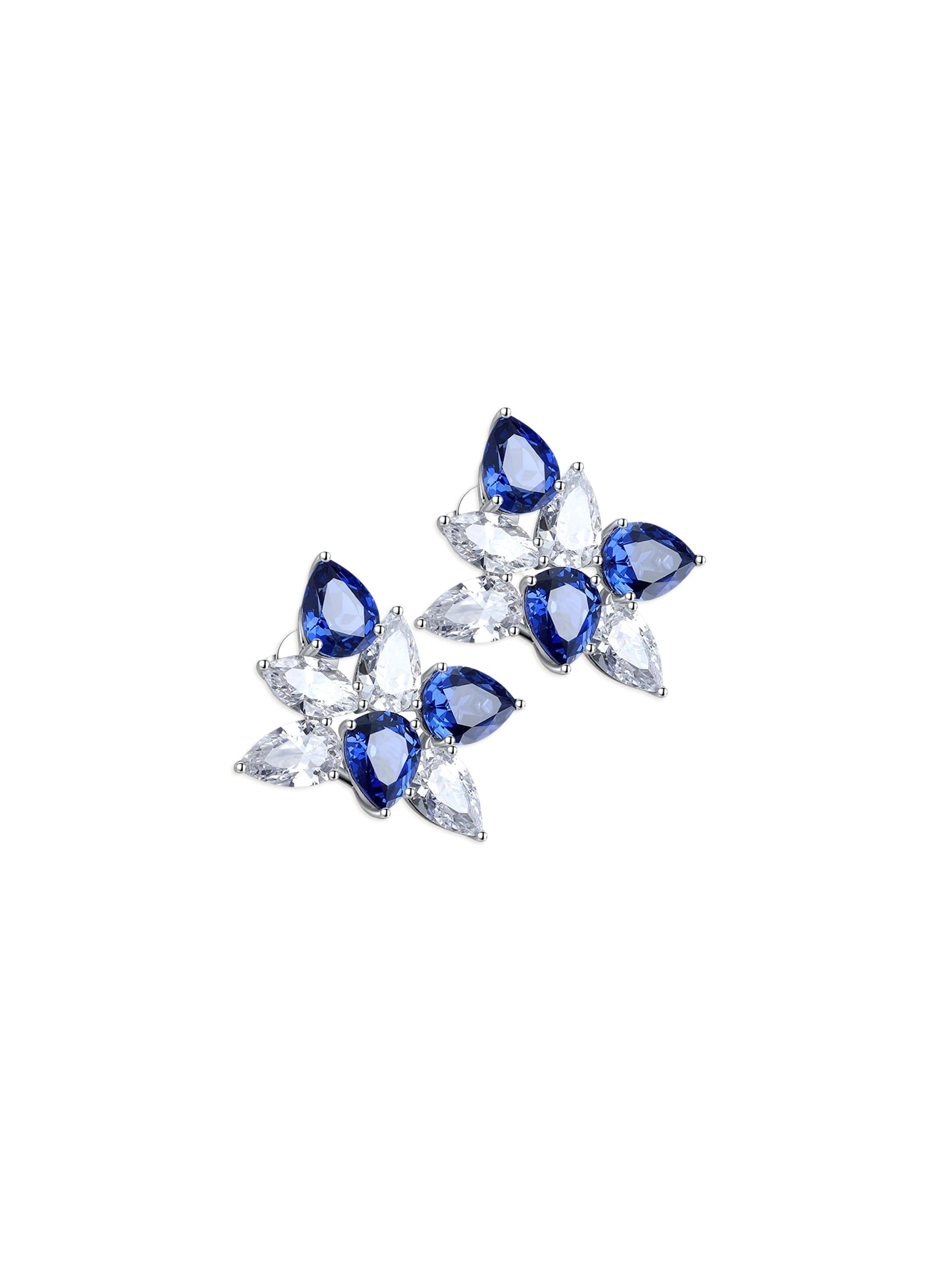 8.45ct Pear Lab-Grown Sapphire Cluster Designer Earrings