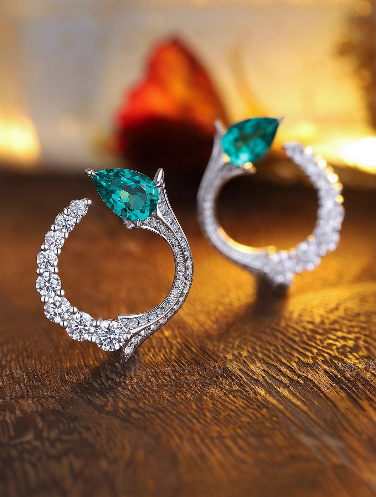3.18ct Pear Lab-Grown Emerald Enchanting Earrings