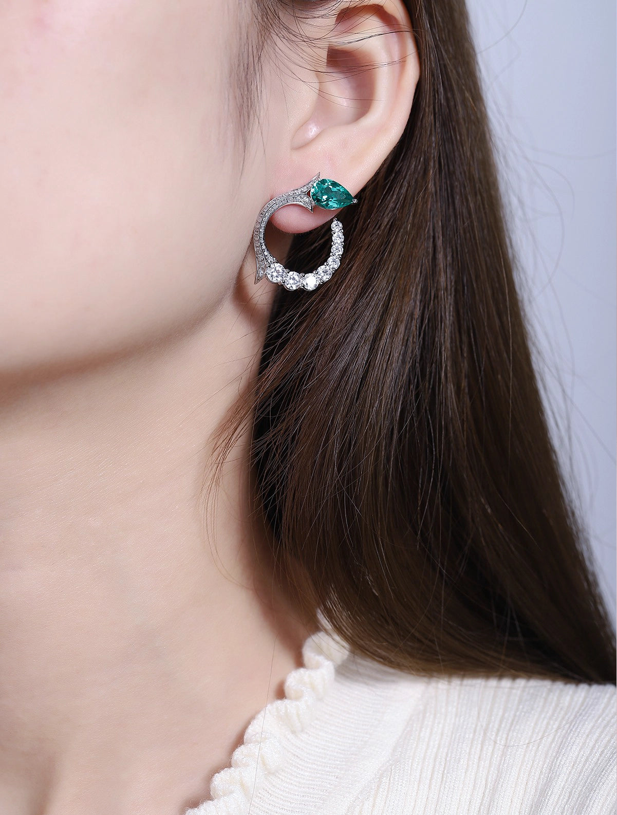 3.18ct Pear Lab-Grown Emerald Enchanting Earrings
