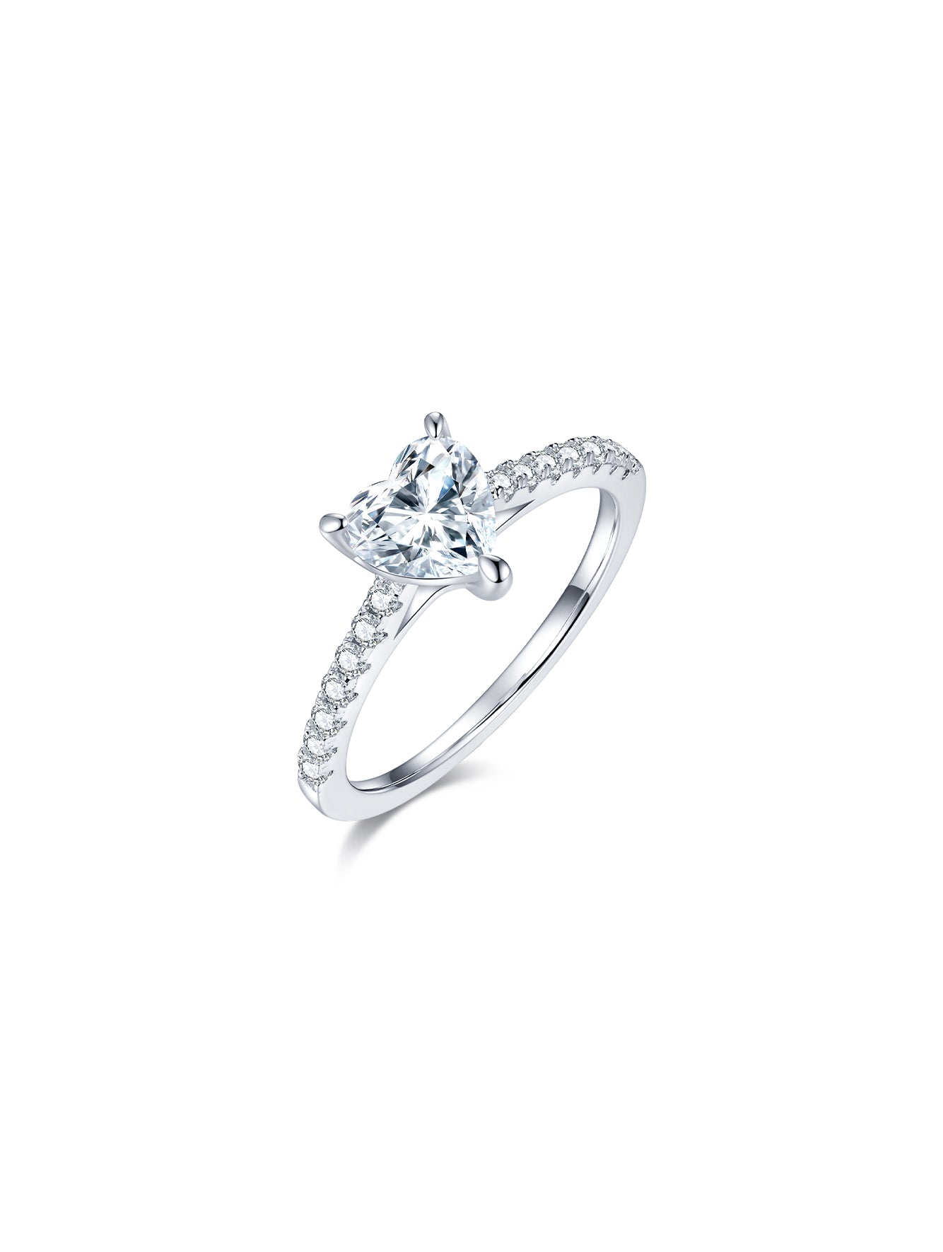 1ct Classic D Color Heart Moissanite Half Eternity Ring
