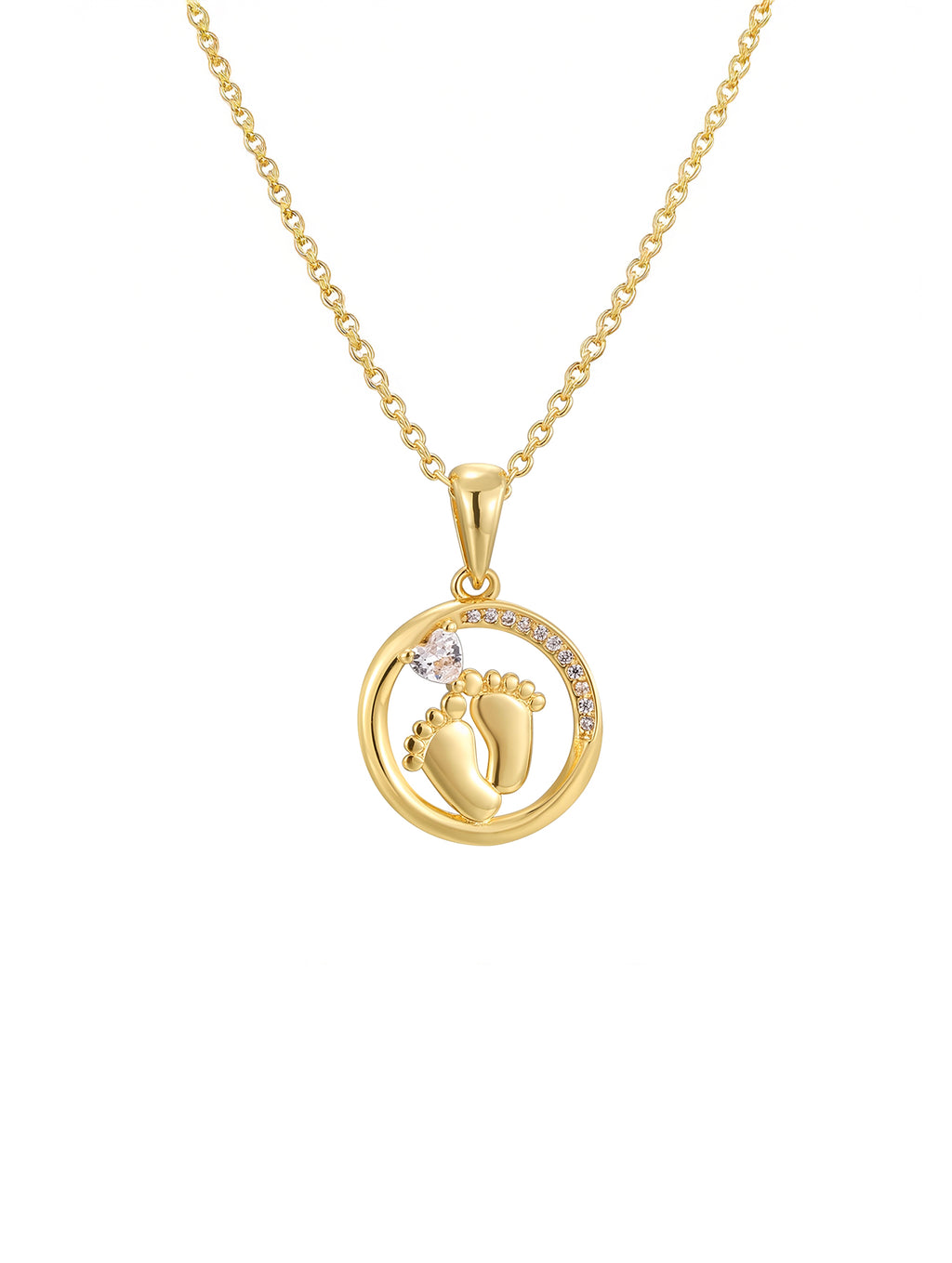 Newborn Baby Feet Birthstone Cubic Zirconia Pendant Necklace