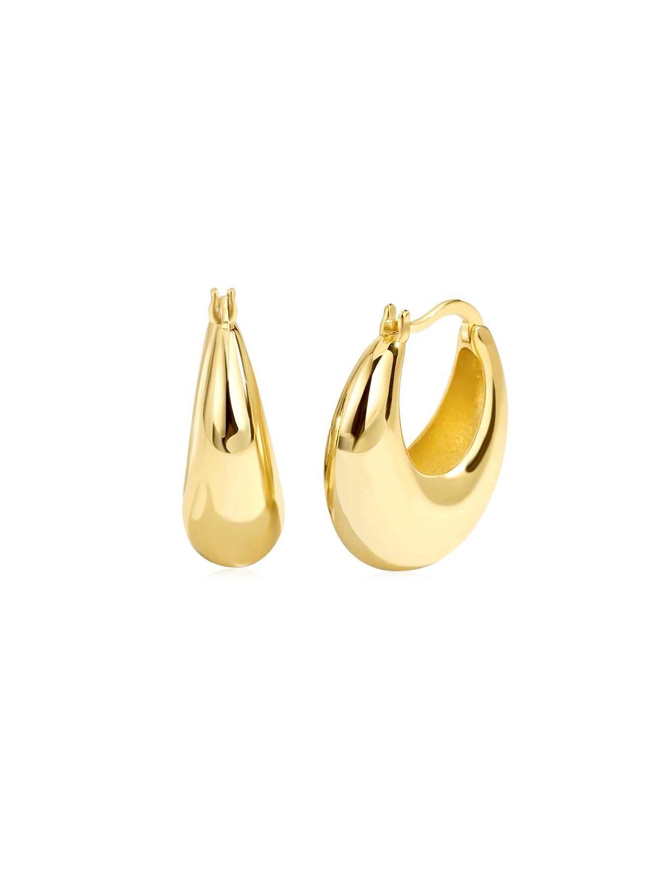 Bubble C-Shaped Gold Hoop Earrings