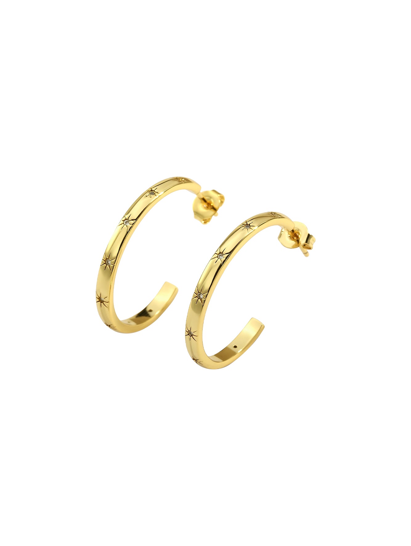 Star & Circle Cubic Zirconia Hoop Earrings