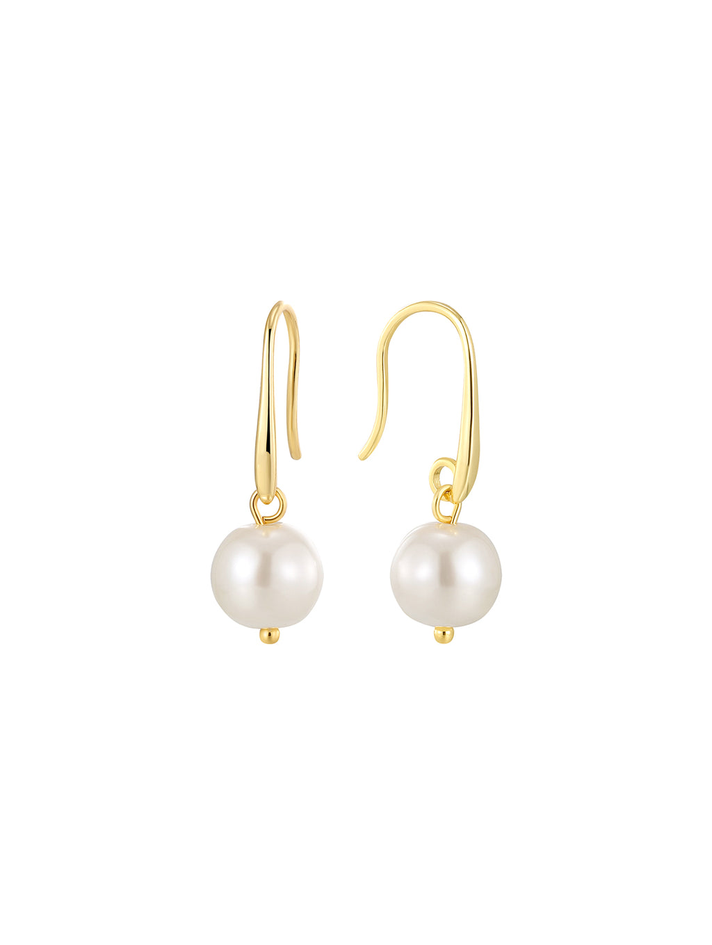 Minimalist Faux Pearl Drop Hoop Earrings