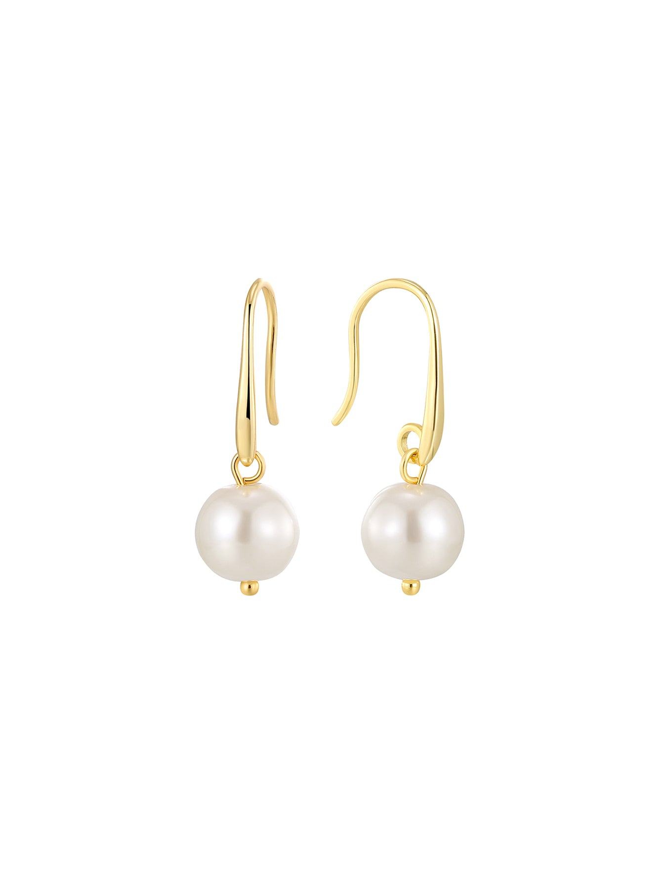 Minimalist Faux Pearl Drop Hoop Earrings