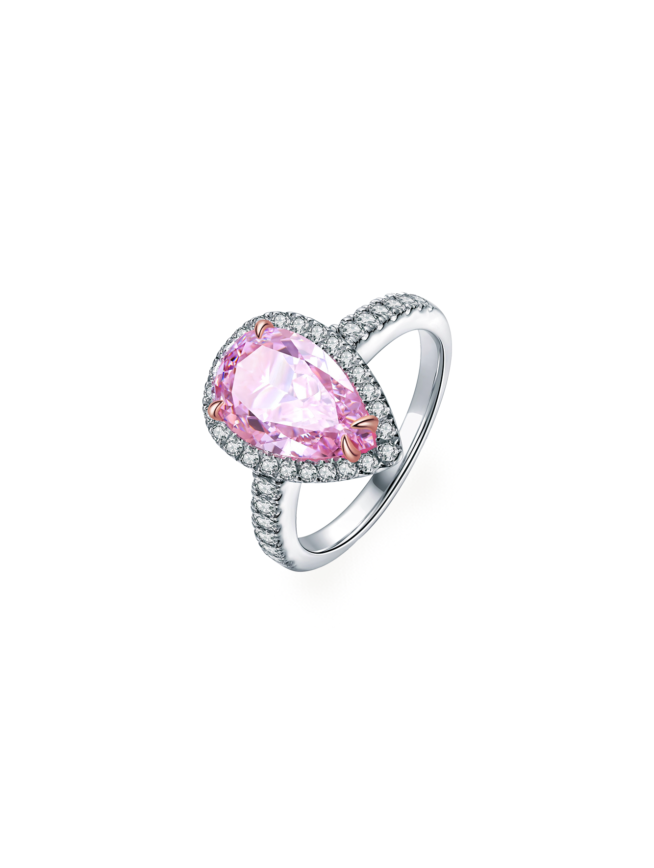 3ct Pear Cubic Zirconia Half Pavé Halo Ring