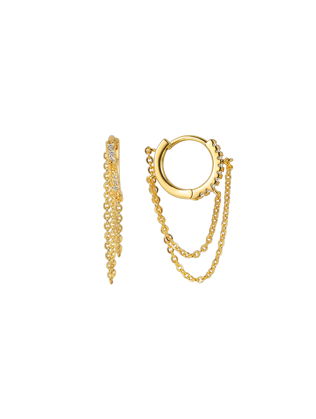 Layered Chain & Cubic Zirconia Mini Hoop Earring